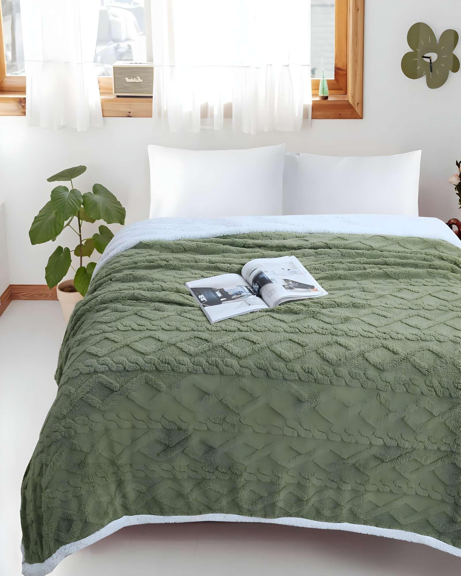 FRAZADAS  KING VERDE MUSGO 230x250 cm-3