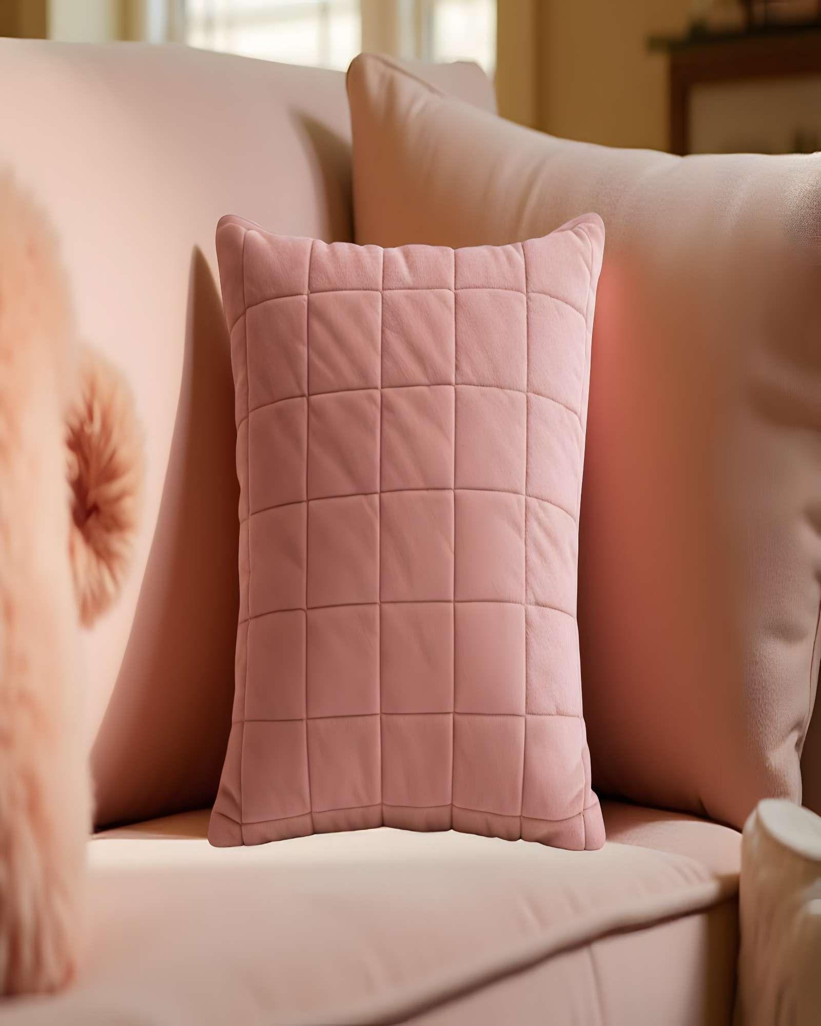 PACK DE 2 FUNDAS DE COJIN TERCIOPELO GRID 45X45 ROSA-2