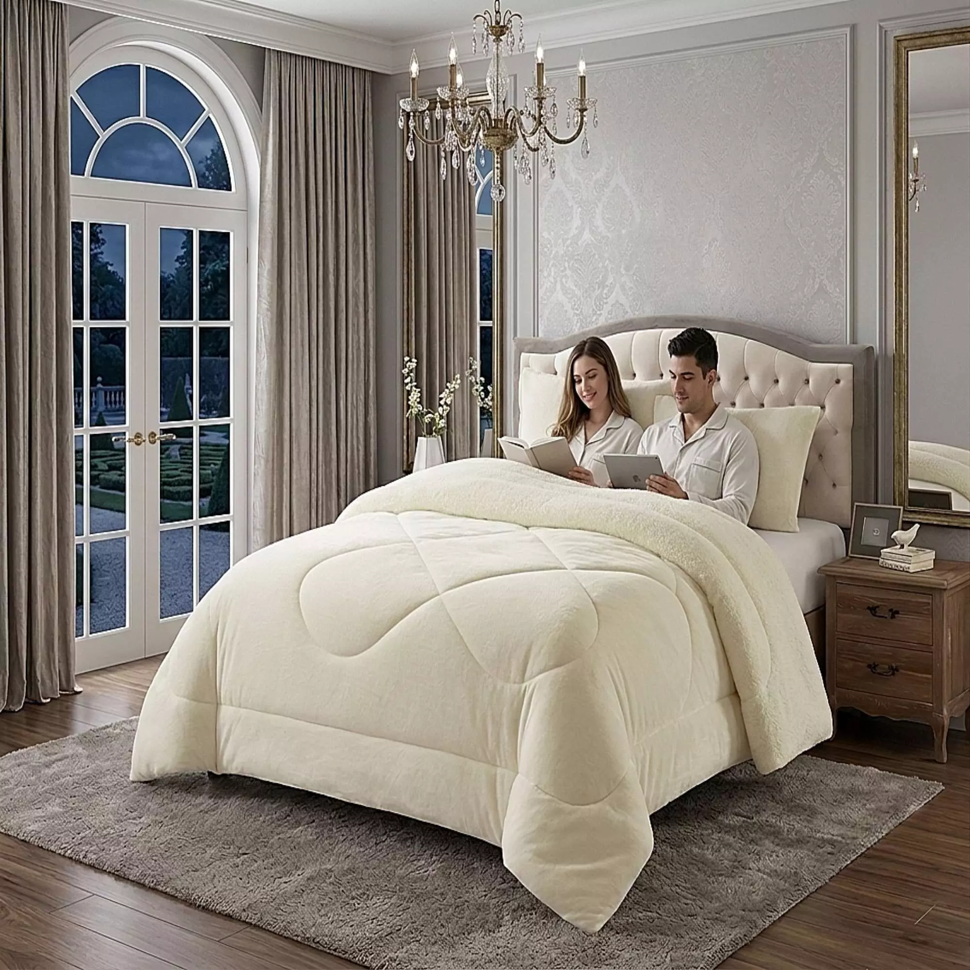 COBERTOR SHERPA PLUSH CS KING BLANCO INVIERNO-2