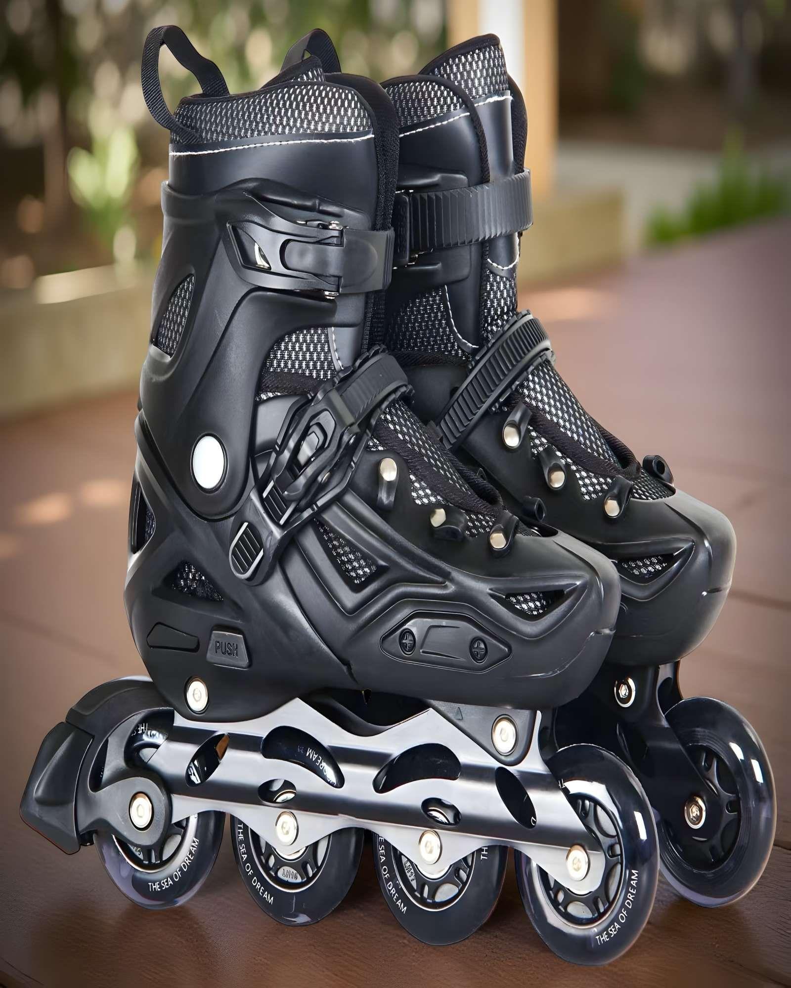 PATIN LINEAL CON LUCES MAS KIT TALLA S 31-34 NEGRO-2