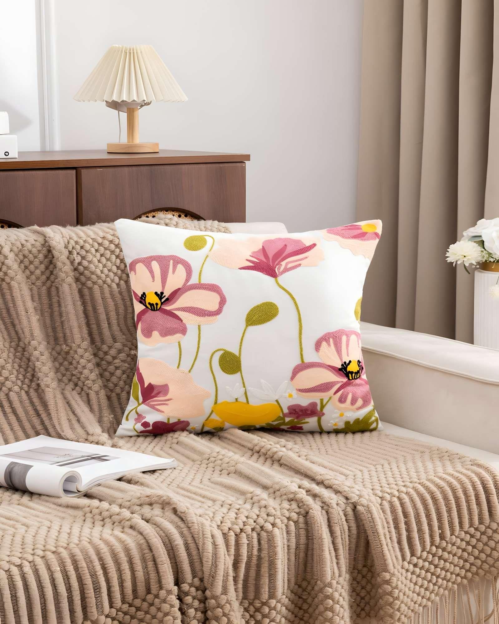 PACK DE 4 FUNDAS DE COJIN BORDADAS 45X45 BLANCO 02-3