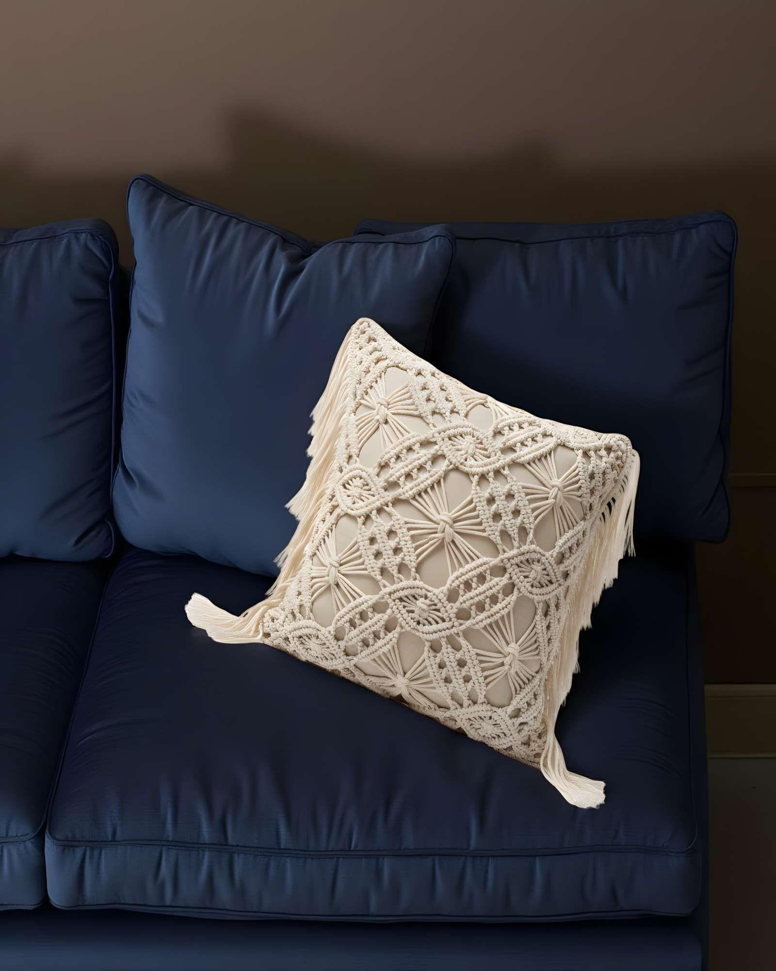 SET DE 4 FUNDAS DE COJIN CON ESTILO BOHEMIO 45X45CM BEIGE 05-2