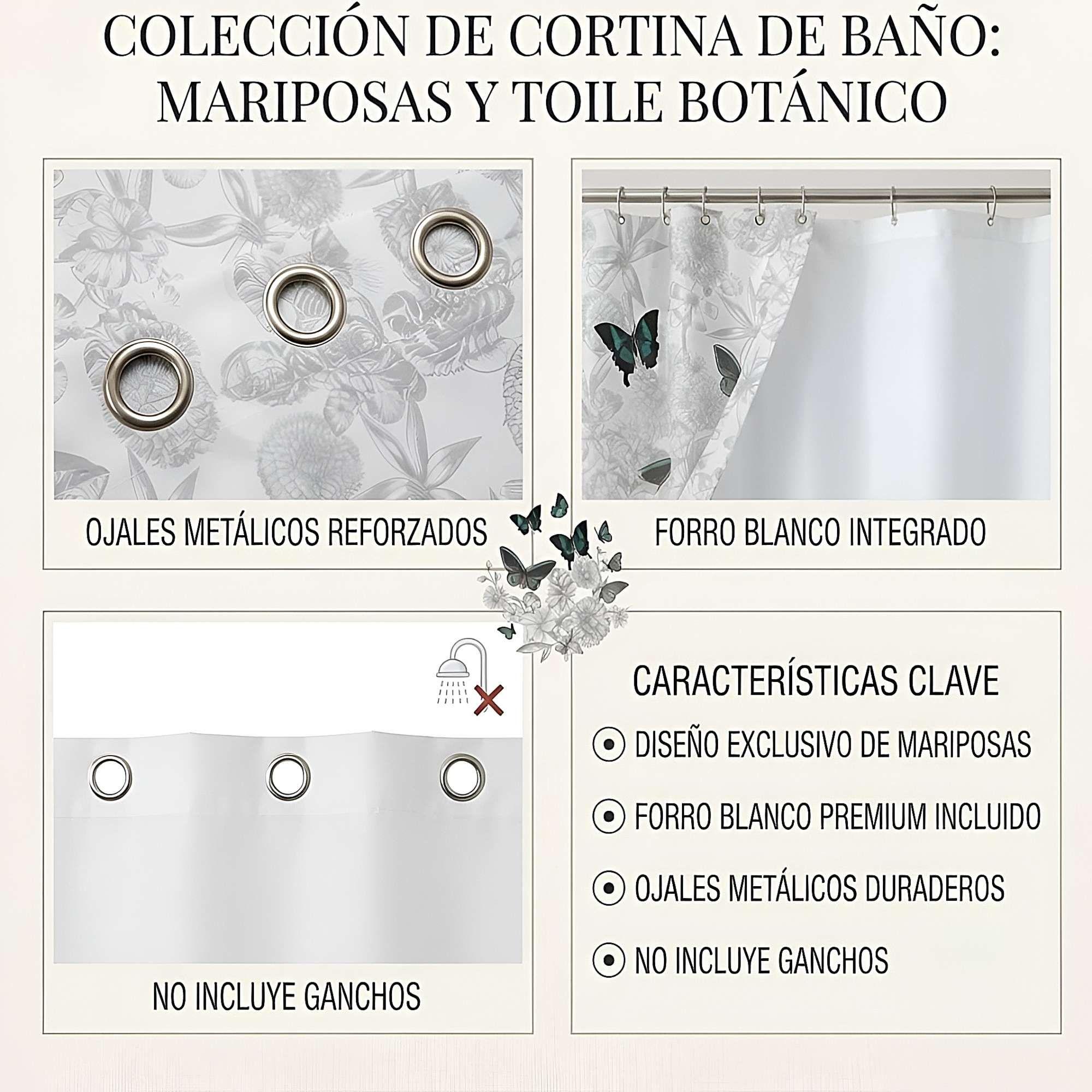 CORTINA DE BAÑO PREMIUM MAS FORRO 180X180 CM CB32-3