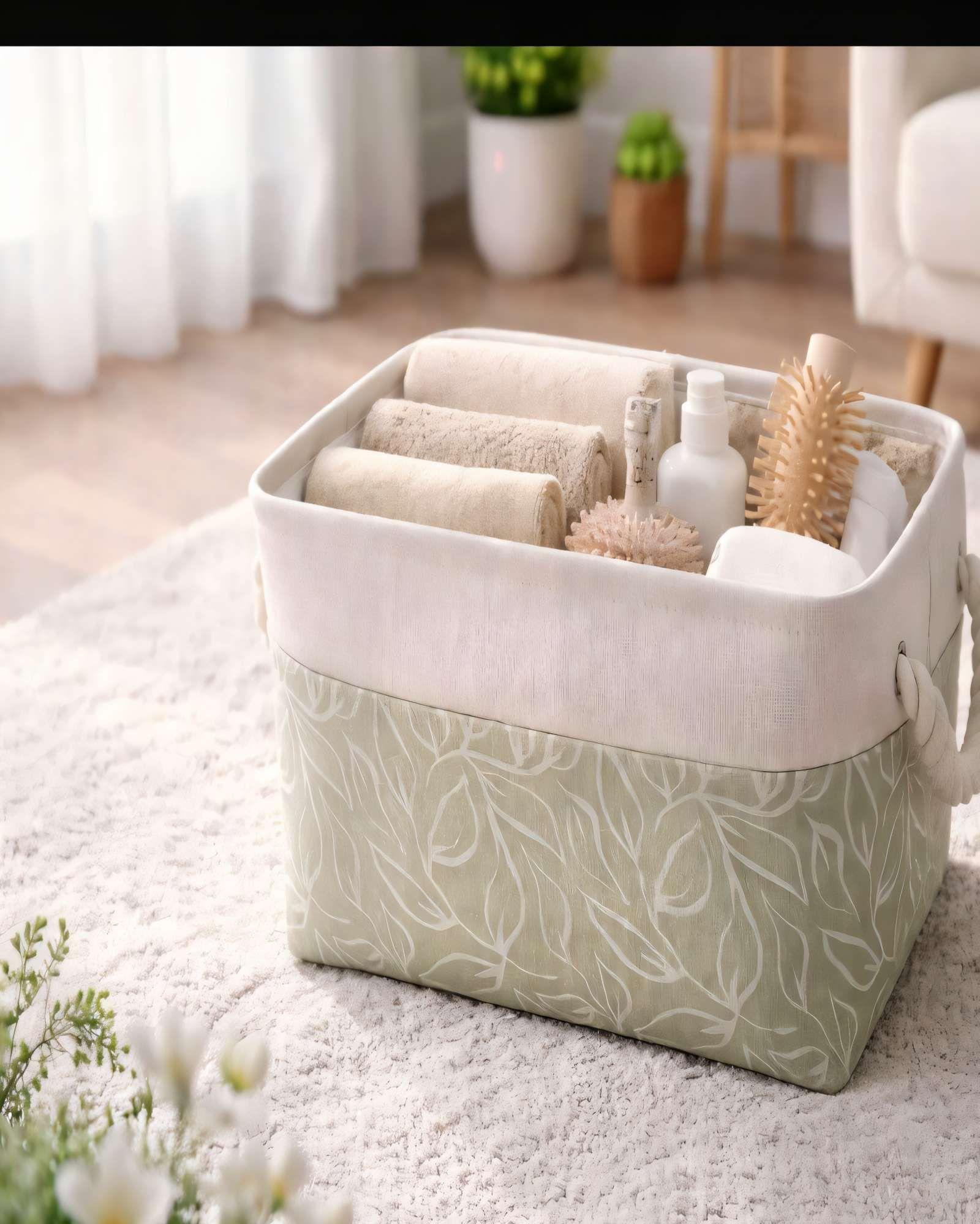 JUEGO  DE 3 CESTA ORGANIZADOR 33CMX20CMX20CM COLOR VERDE-2