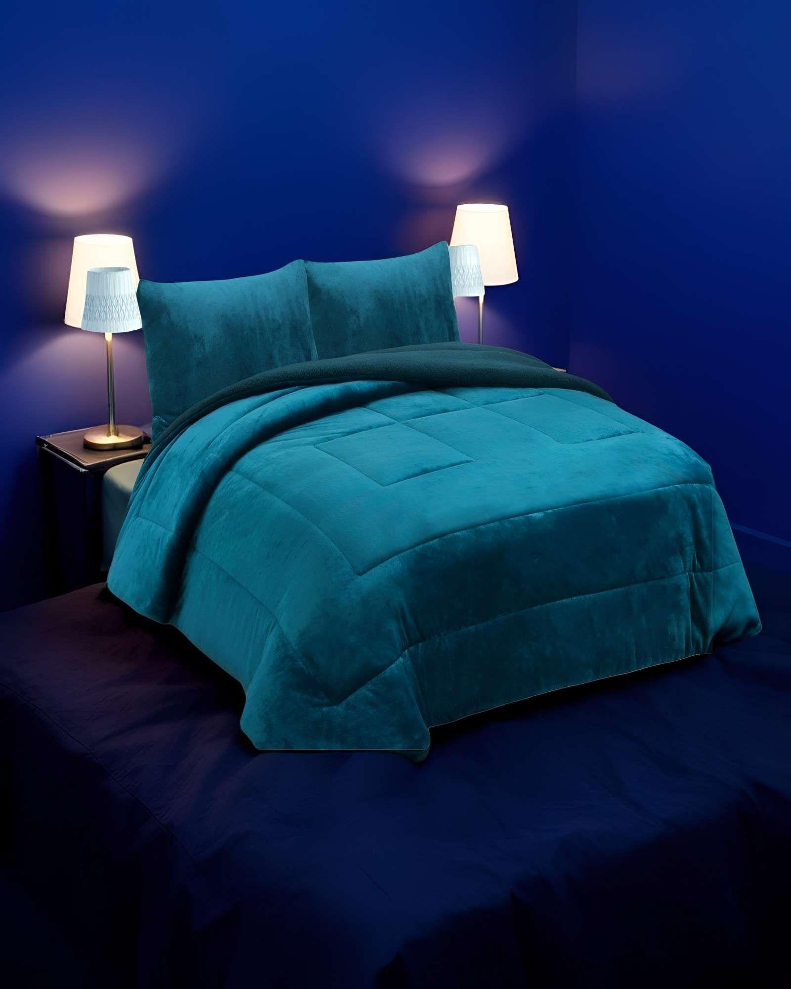 COBERTOR SHERPA KING 250X270CM TURQUESA B9-2