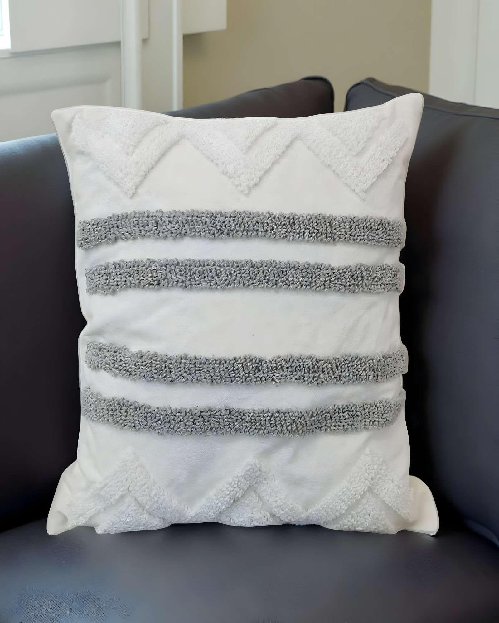 SET DE 4 FUNDAS DE COJIN TUFTING 45X45 CM BLANCO 07-2