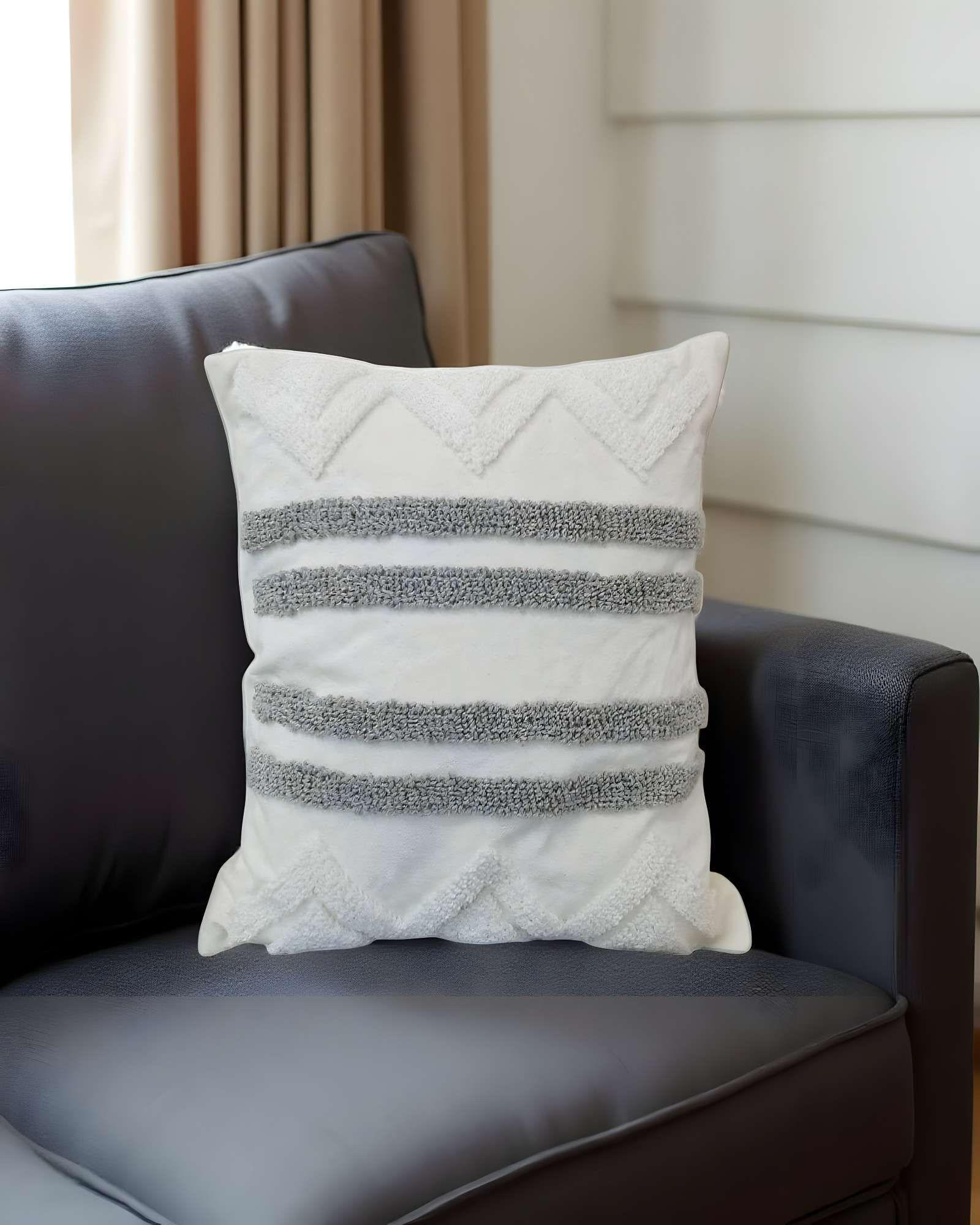 SET DE 4 FUNDAS DE COJIN TUFTING 45X45 CM BLANCO 07-3