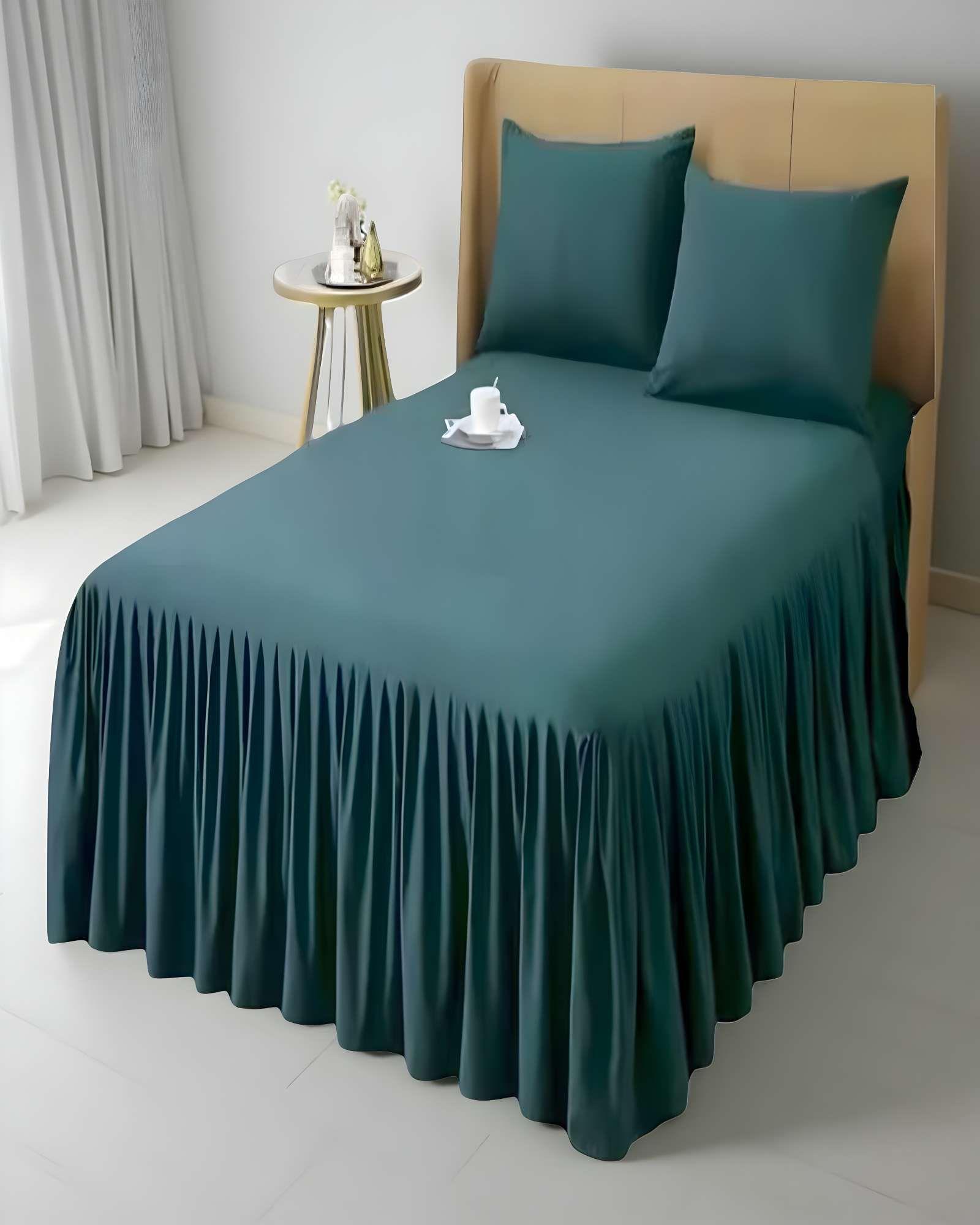 FALDON DE CAMA SIN FUNDA 2 PLAZAS VERDE-2