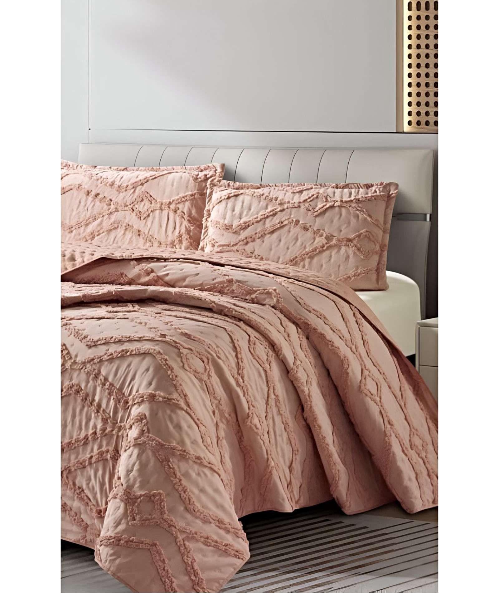 CUBRECAMA QUILT CON DISEÑO GEOMETRICO RELIEVE 2 PLAZAS 230 x 250 cm 02-2