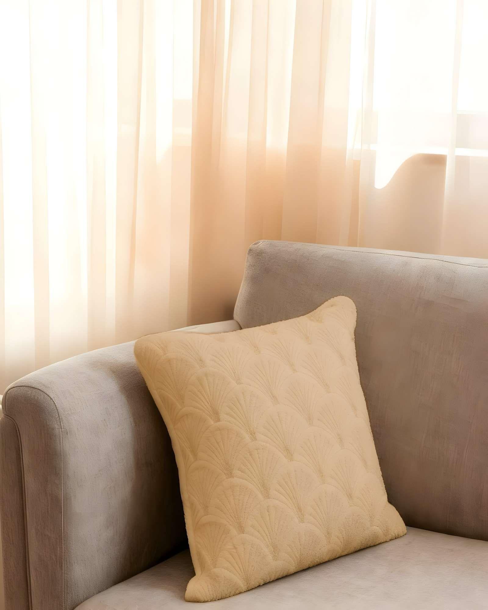 SET DE 2 FUNDAS DE COJIN SERIE ABANICO 45X45 CM CAFÉ-2