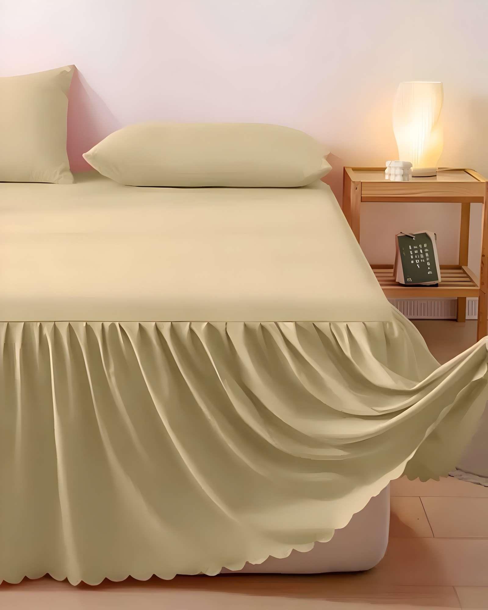 FALDÓN DE CAMA CON VOLADO PROTECTOR DE BASE DE CAMA PLAZA Y MEDIA 01-2