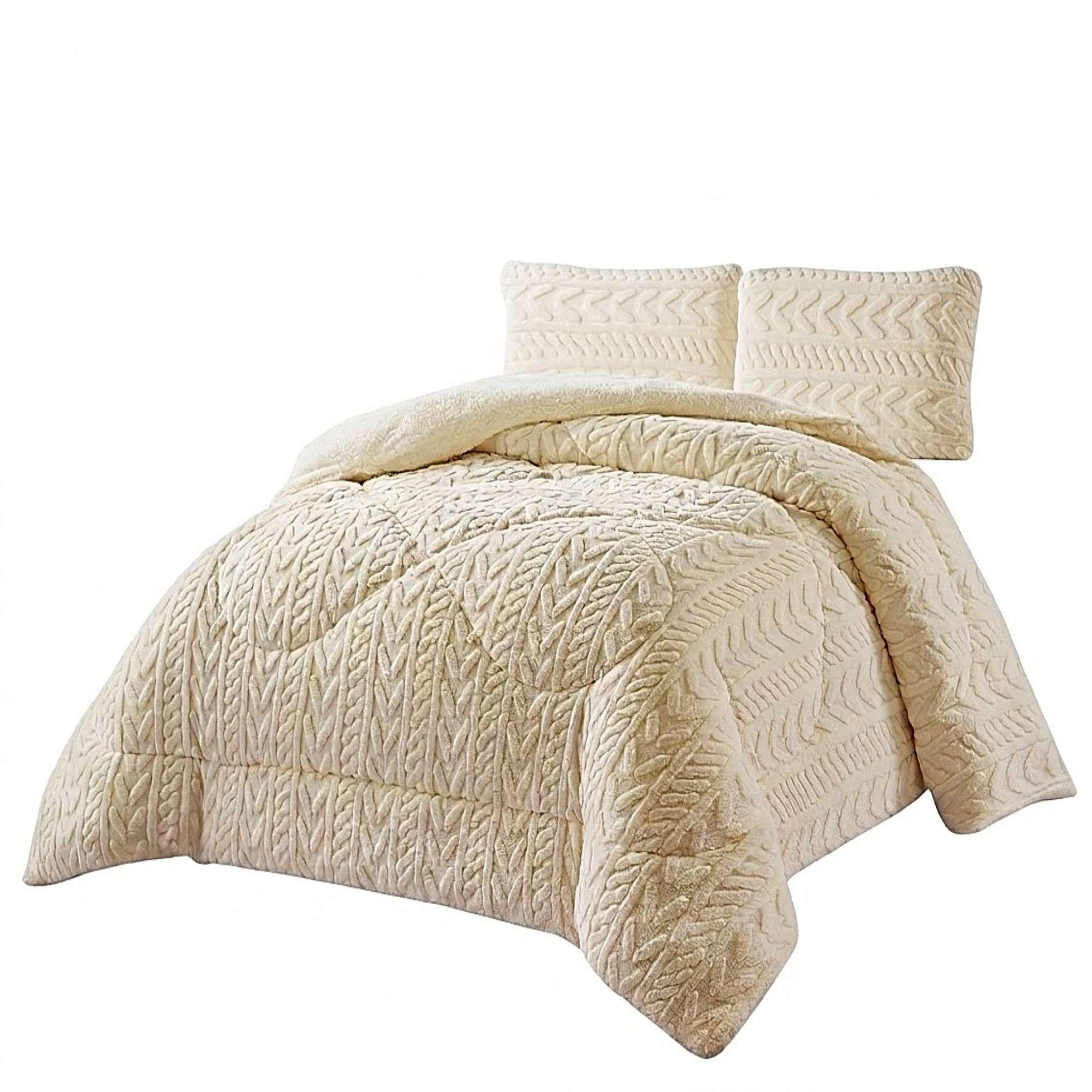 COBERTOR SHERPA TEXTURIZADO RM PLAZA Y MEDIA BLANCO INVIERNO-2