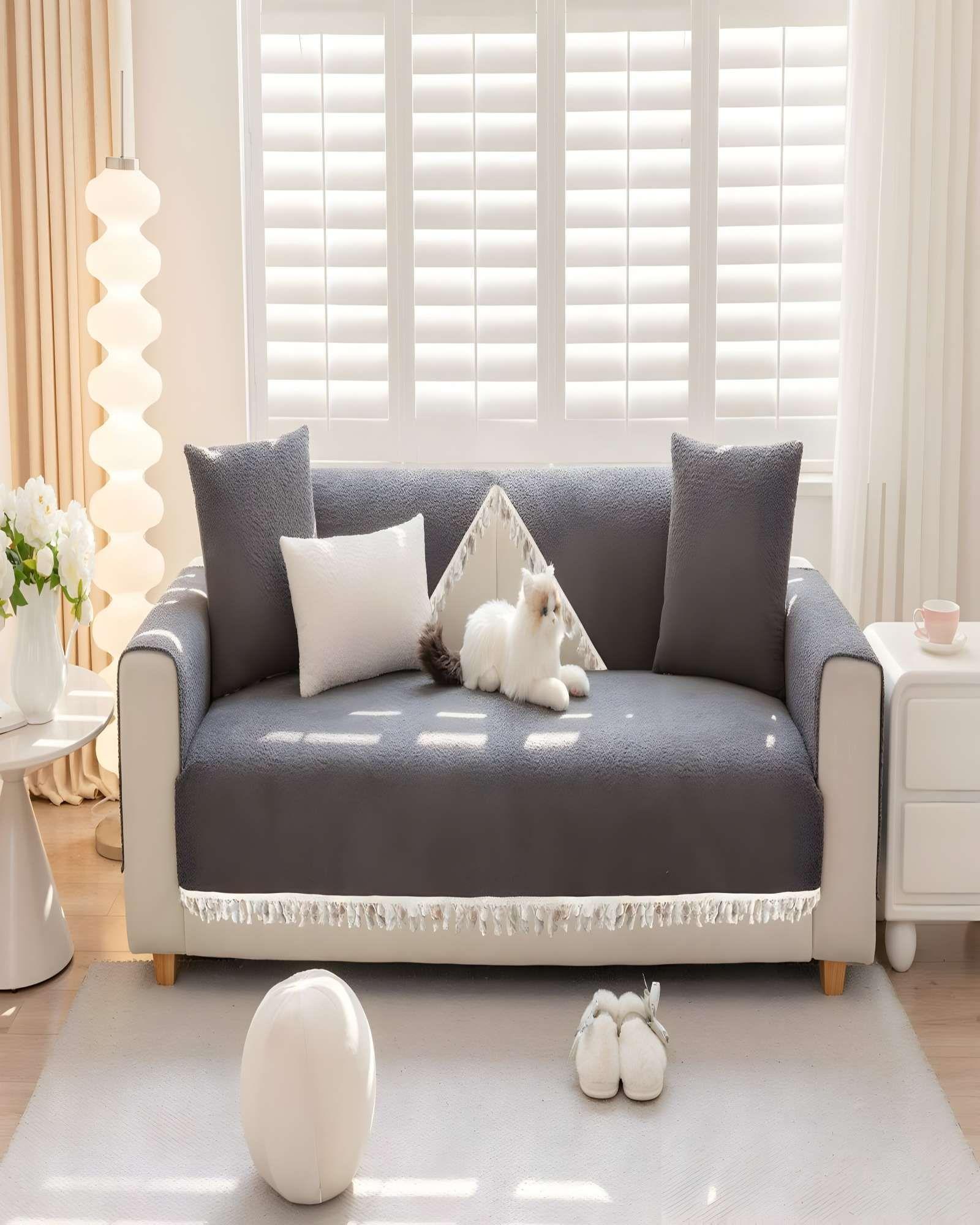 SET DE 5 FUNDAS DE SILLON CON FLECOS COLOR GRIS-2