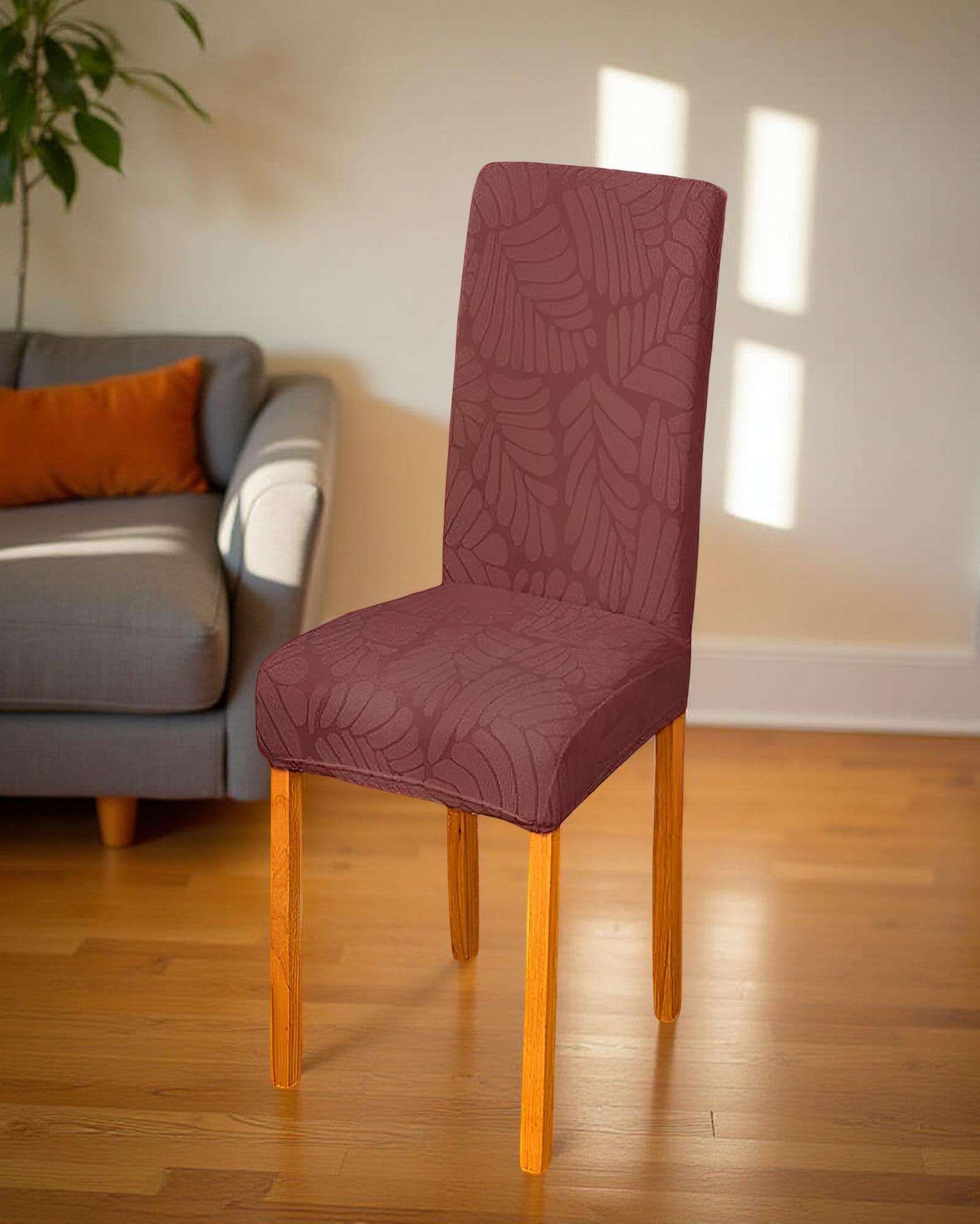 SET DE 6 FUNDAS DE SILLA CON DISEÑO TEXTURIZADO COLORCAFÉ-2