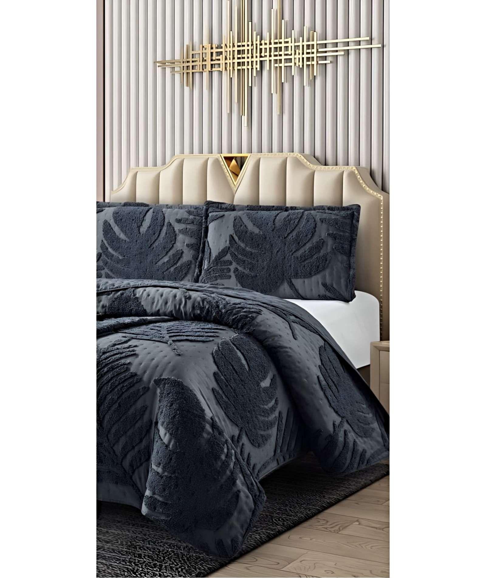 CUBRECAMA QUILT CON DISEÑO HOJA RELIEVE PLAZA Y MEDIA 180 x 230 cm 06-2