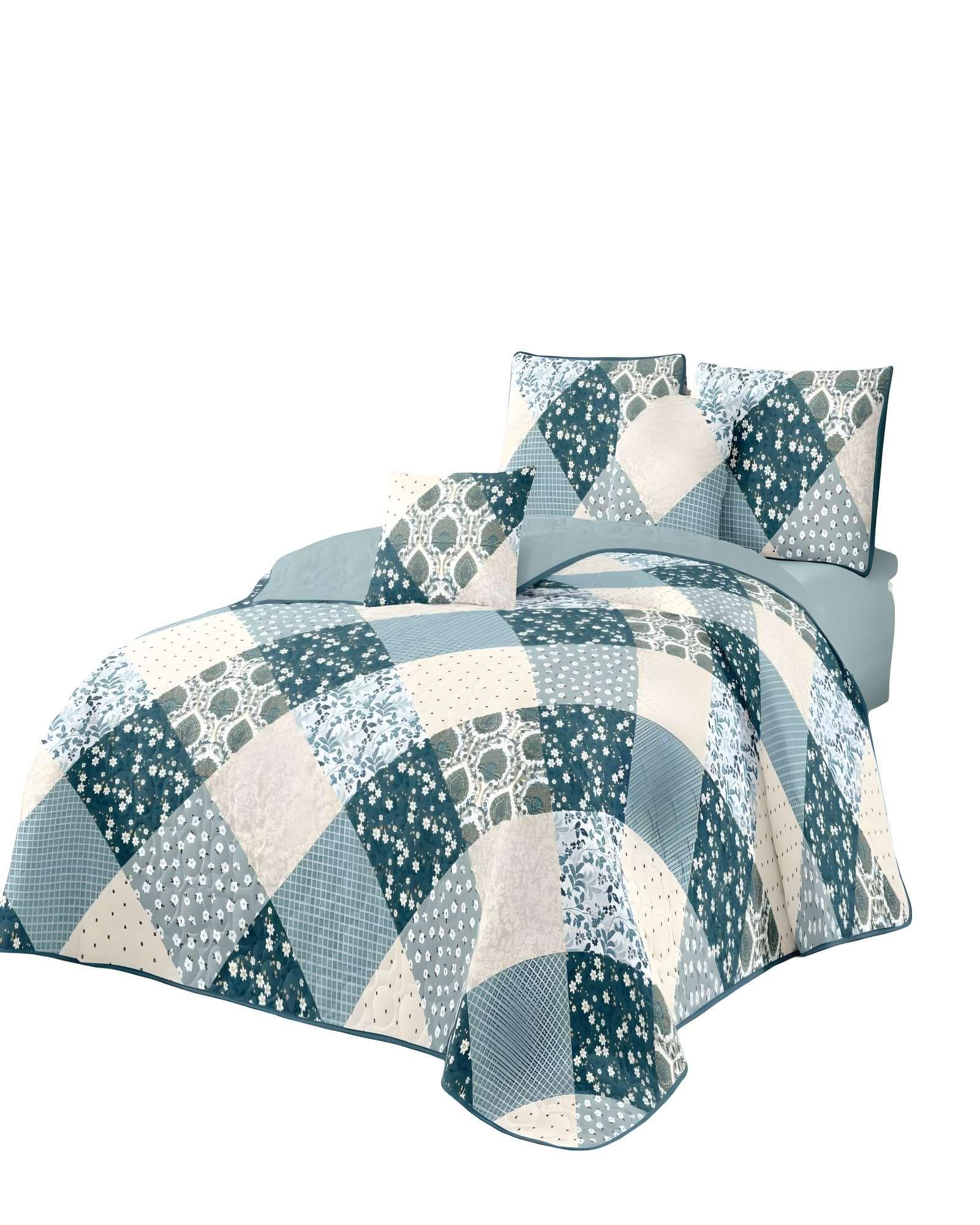 QUILT CUBRECAMA DE VERANO PLAZA Y MEDIA VERDE-1