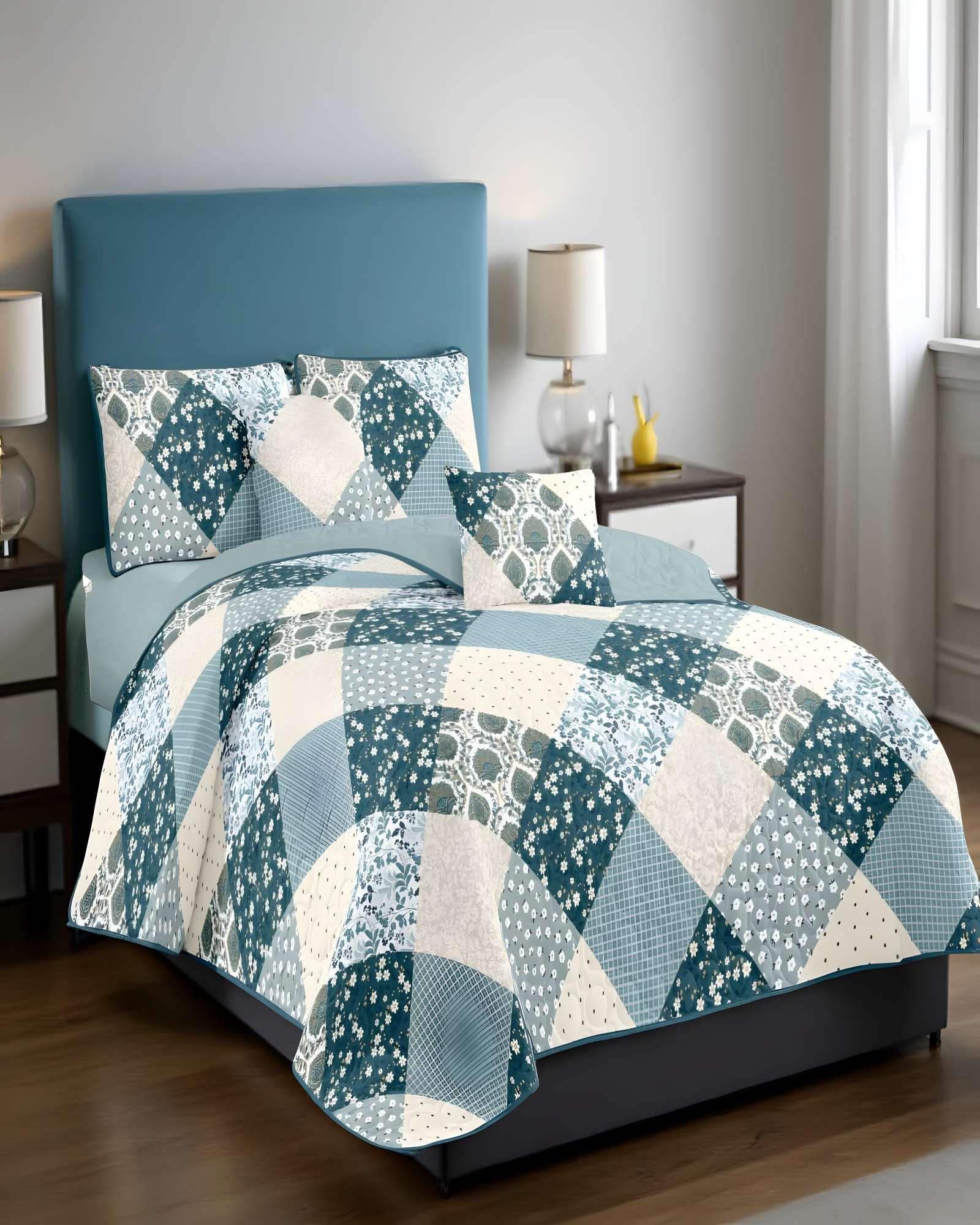 QUILT CUBRECAMA DE VERANO PLAZA Y MEDIA VERDE-2