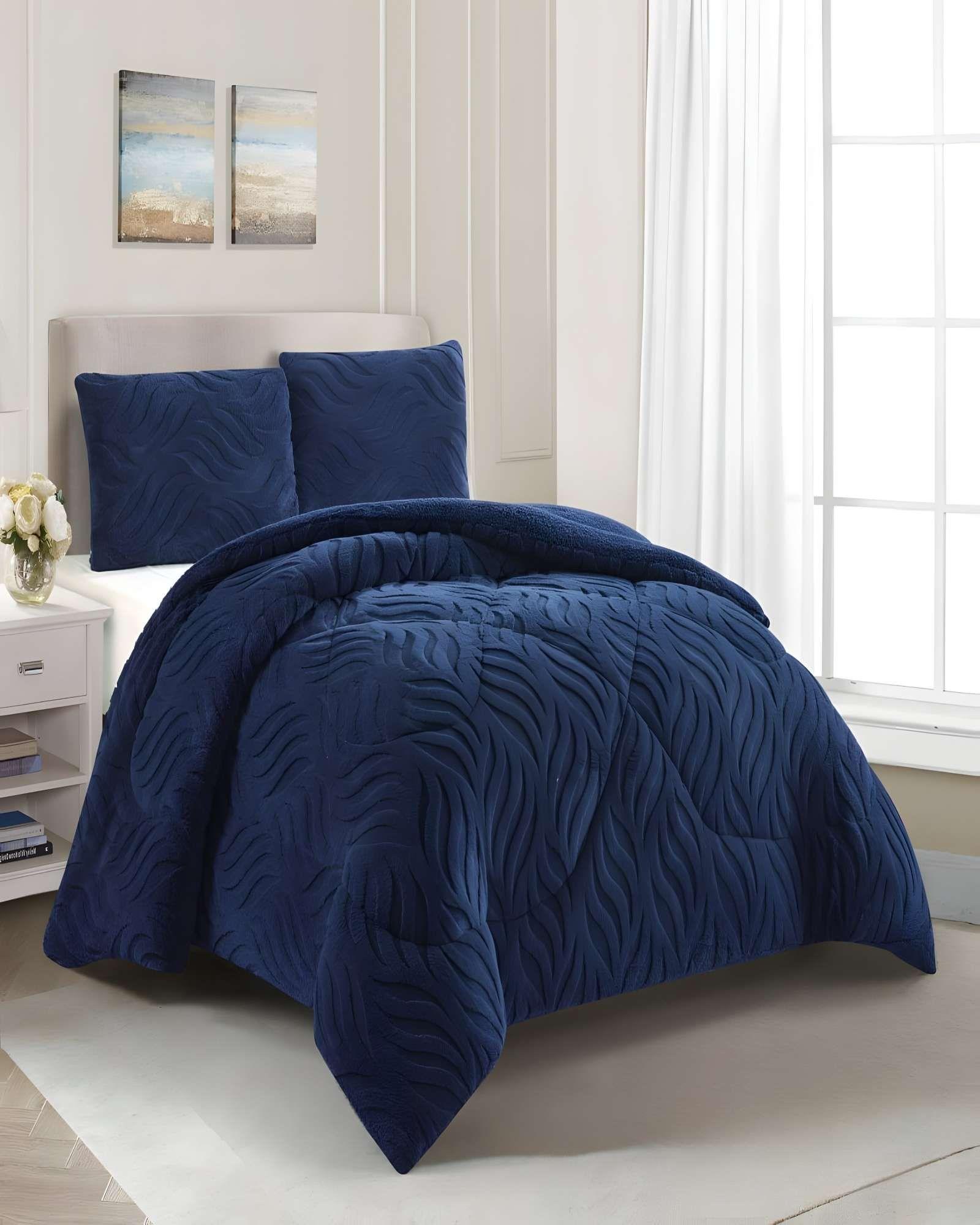 COBERTOR SHERPA TEXTURIZADO RB KING AZUL O-3