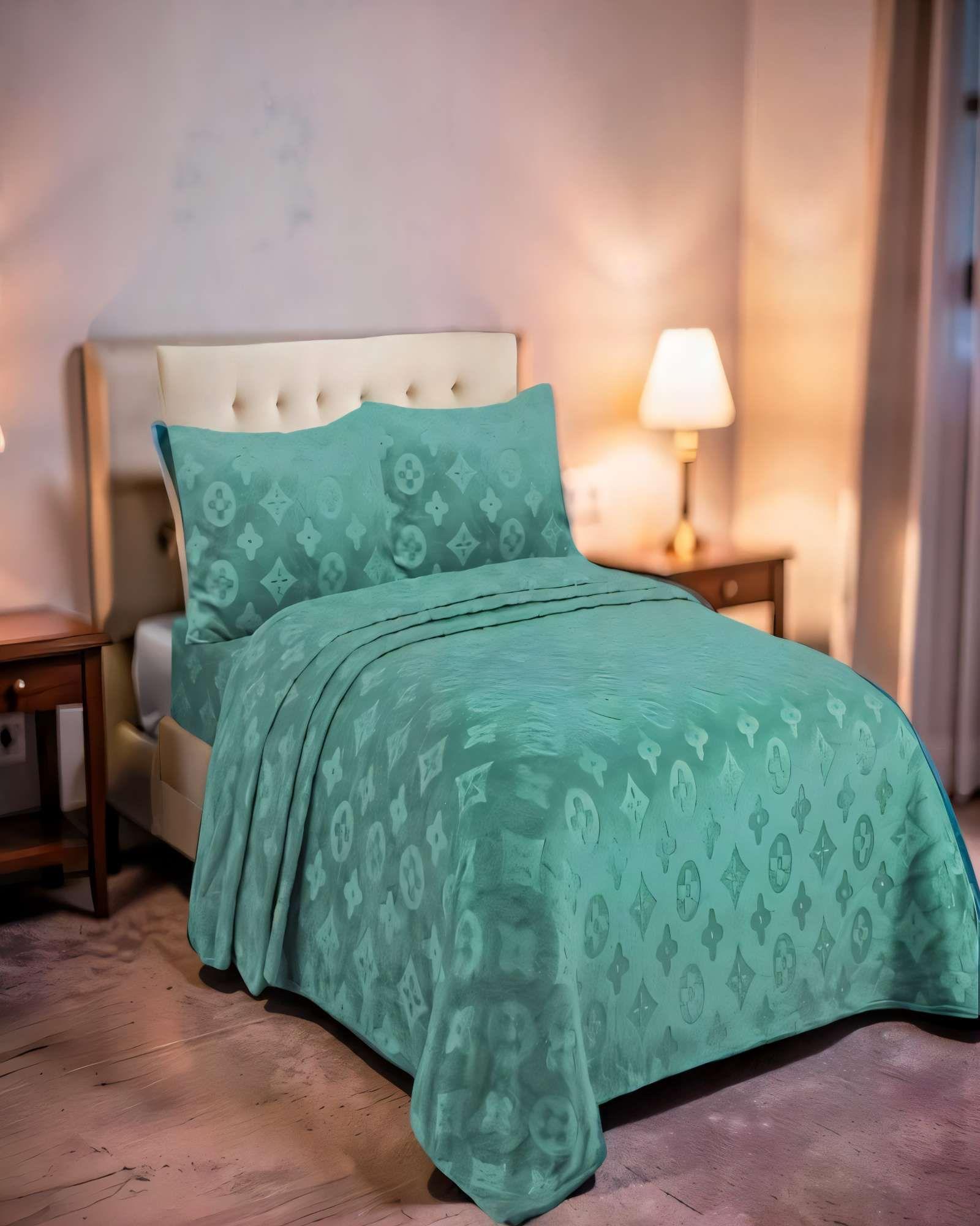 SET DE  SABANA POLAR PLUSH 2 PLAZAS COLOR VERDE-3