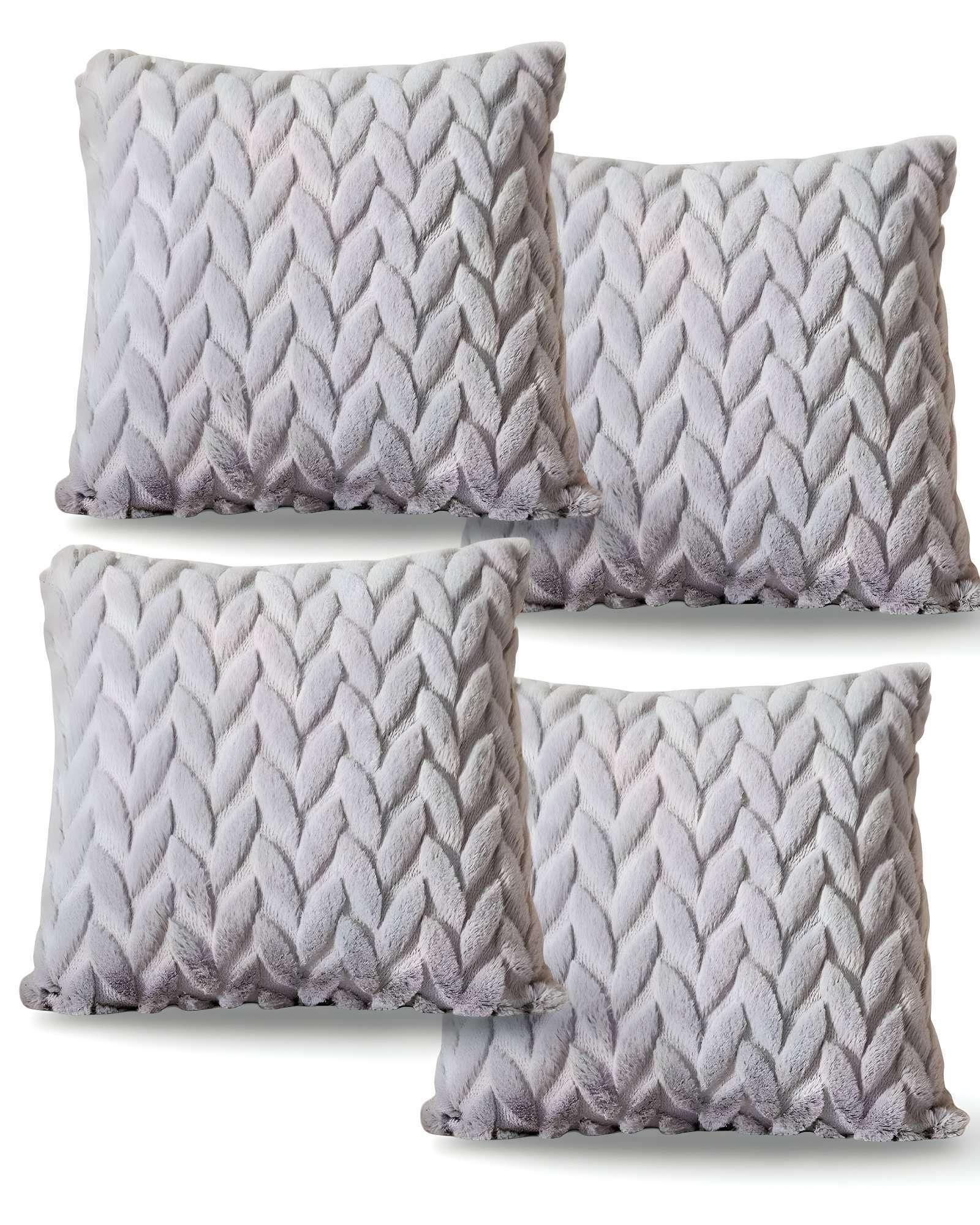 SET DE 4 FUNDAS DE COJINES DISEÑO ESPIGA 45CM X 45 CM GRIS-2