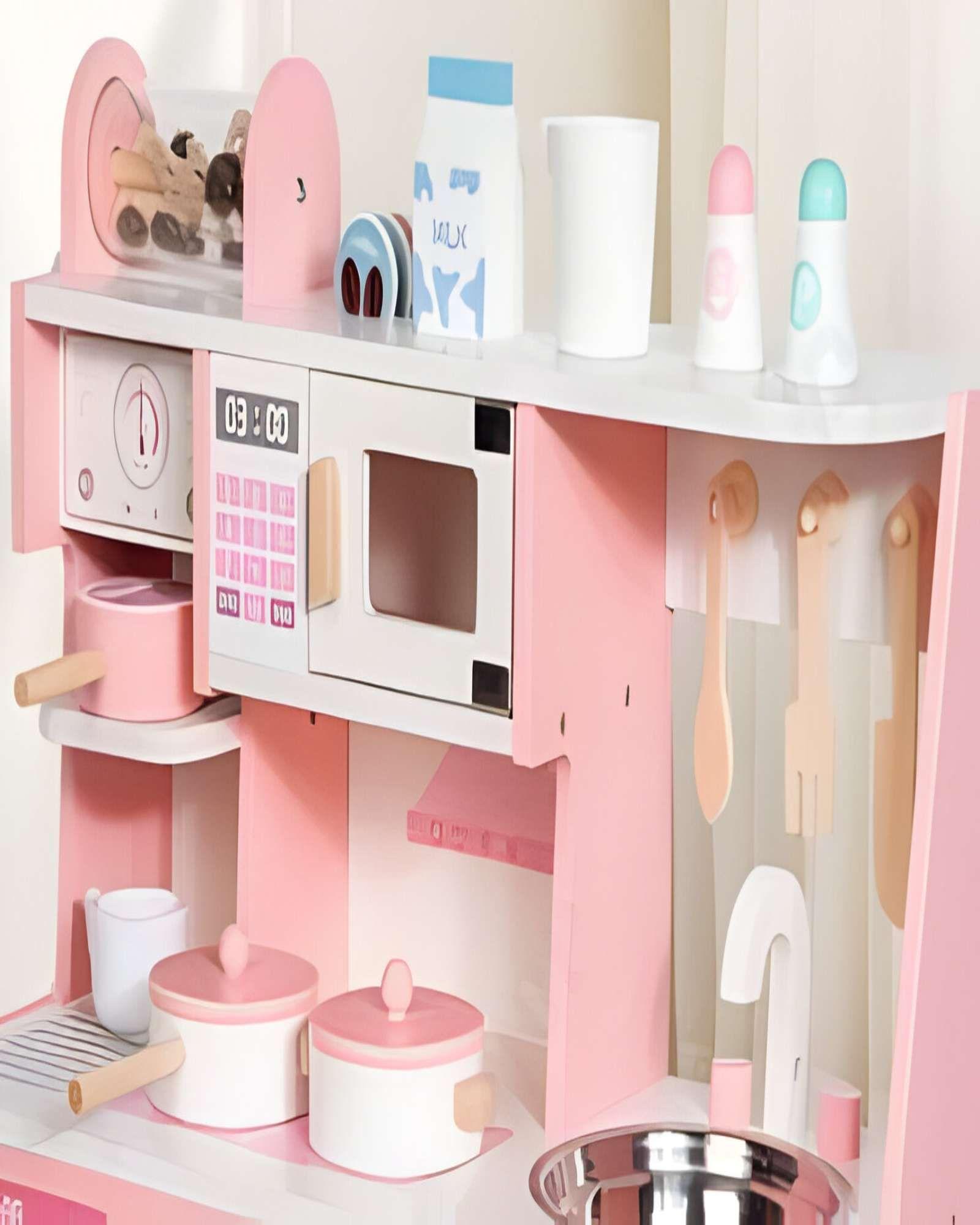 COCINA INFANTIL DE MADERA ROSA-2