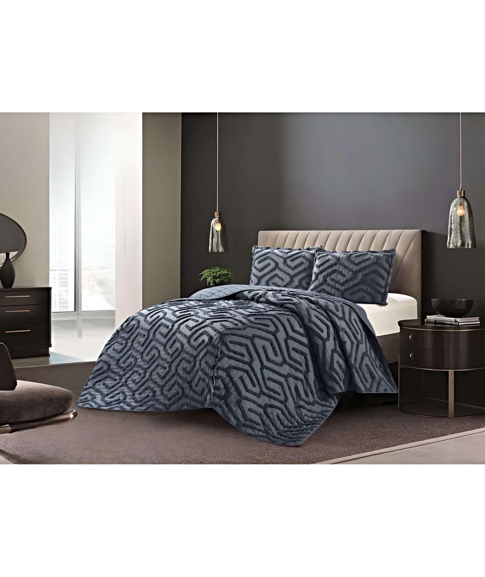 CUBRECAMA QUILT CON DISEÑO RELIEVE PLAZA Y MEDIA 180 x 230 cm 06-3