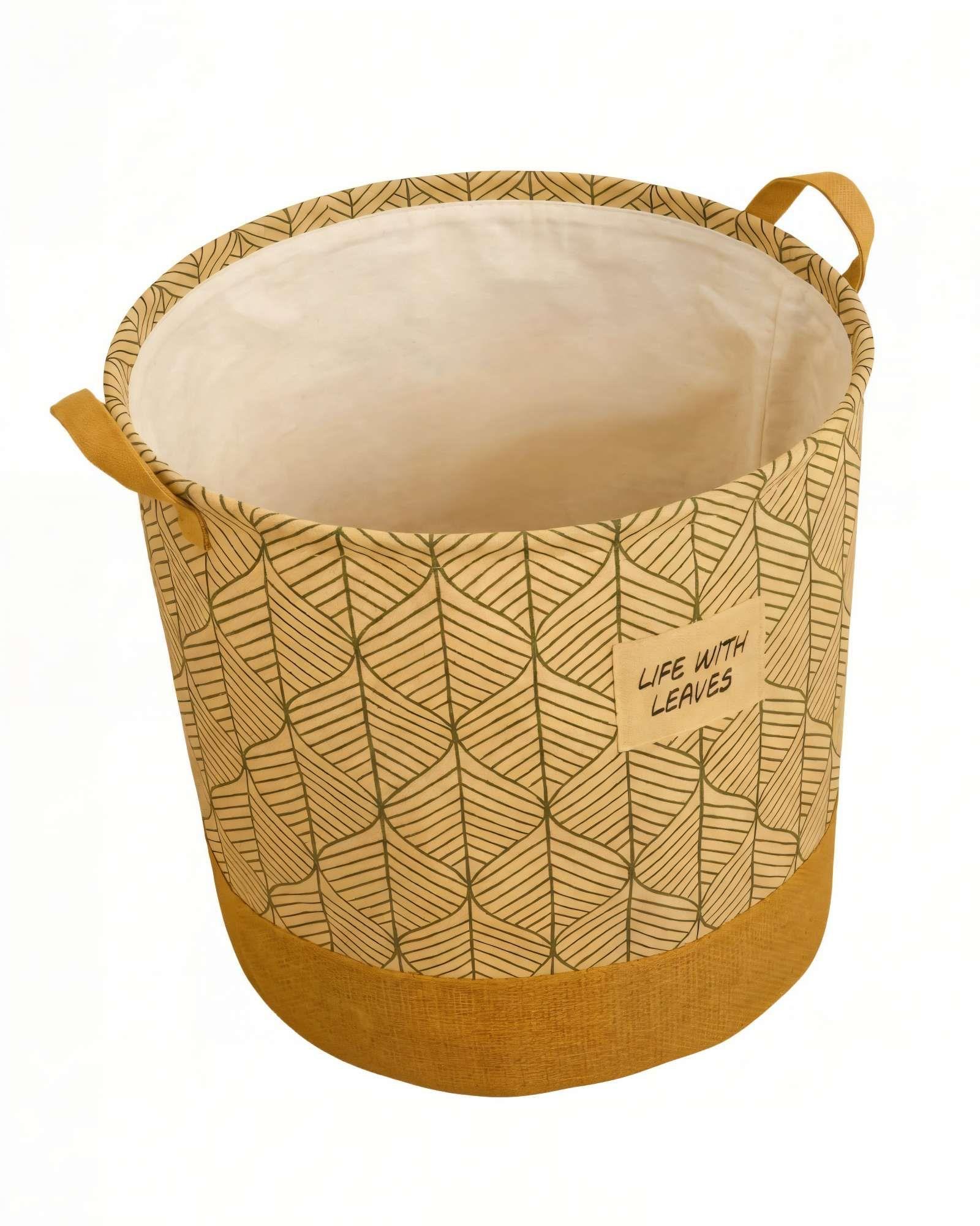 JUEGO  DE 2 CESTAS  DE YUTE PARA ROPA 40CMX50CM CON DISEÑO 3-1