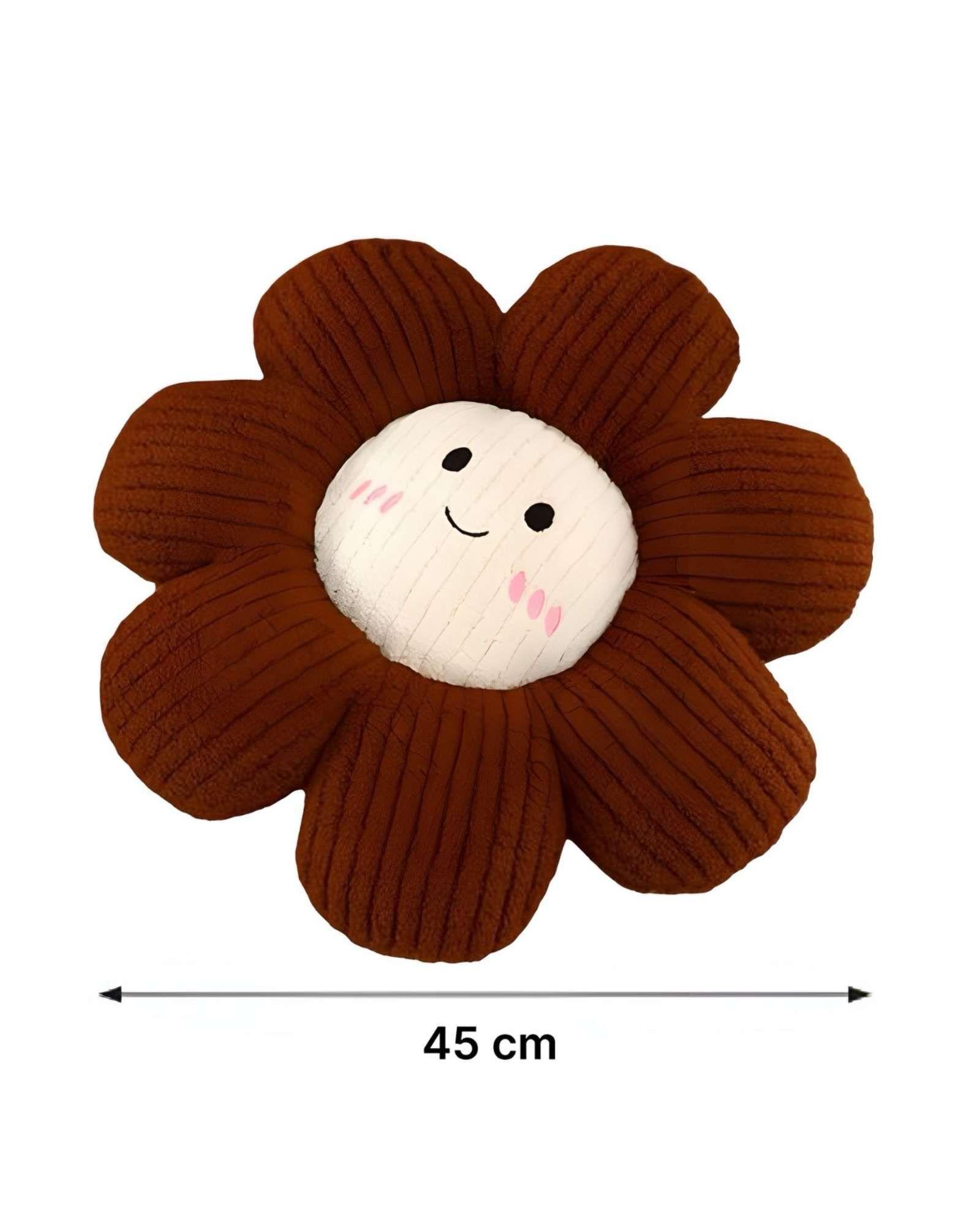 PACK DE 2 COJINES DECORATIVO DISEÑO FLOR KAWAII 25CM CAFE-2