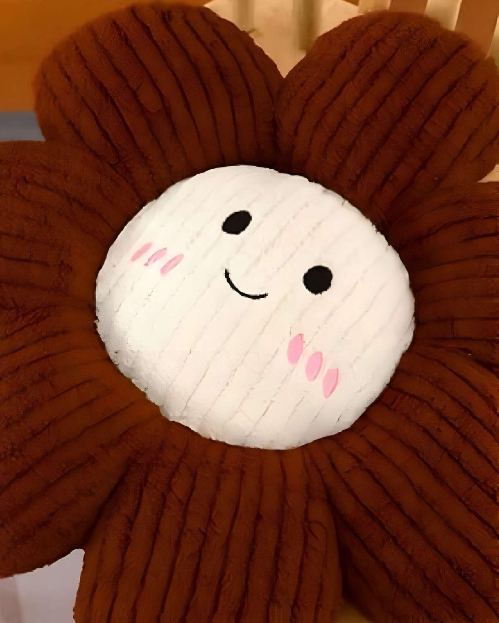 PACK DE 2 COJINES DECORATIVO DISEÑO FLOR KAWAII 25CM CAFE-4