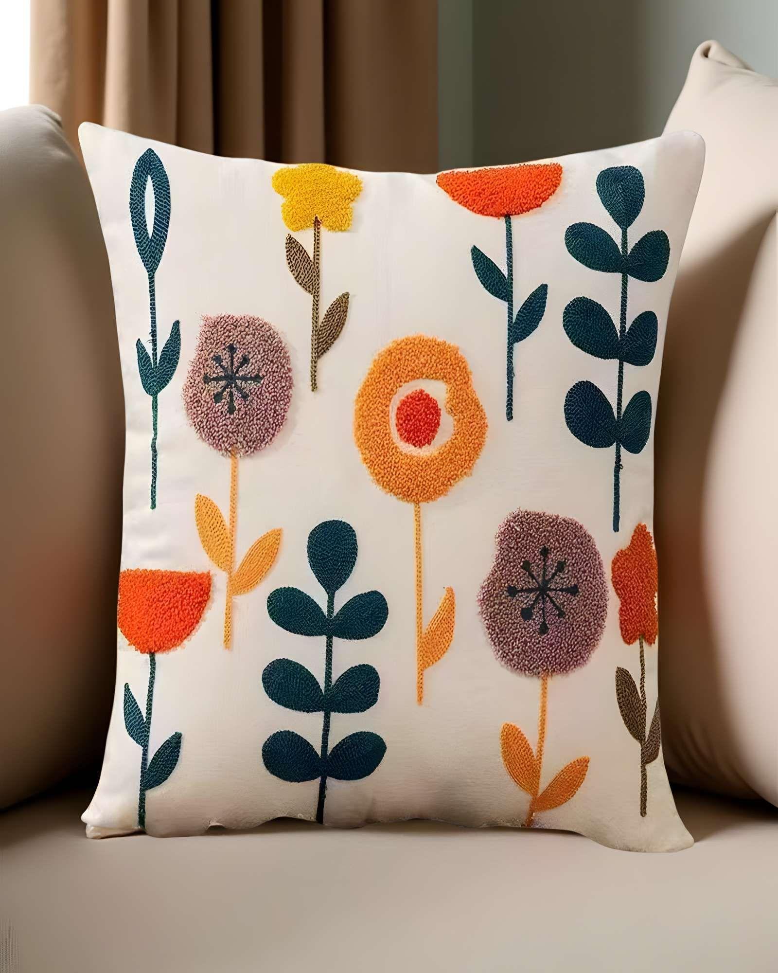 SET DE 4 FUNDAS DE COJIN BORDADAS 45X45CM BLANCO 04-2