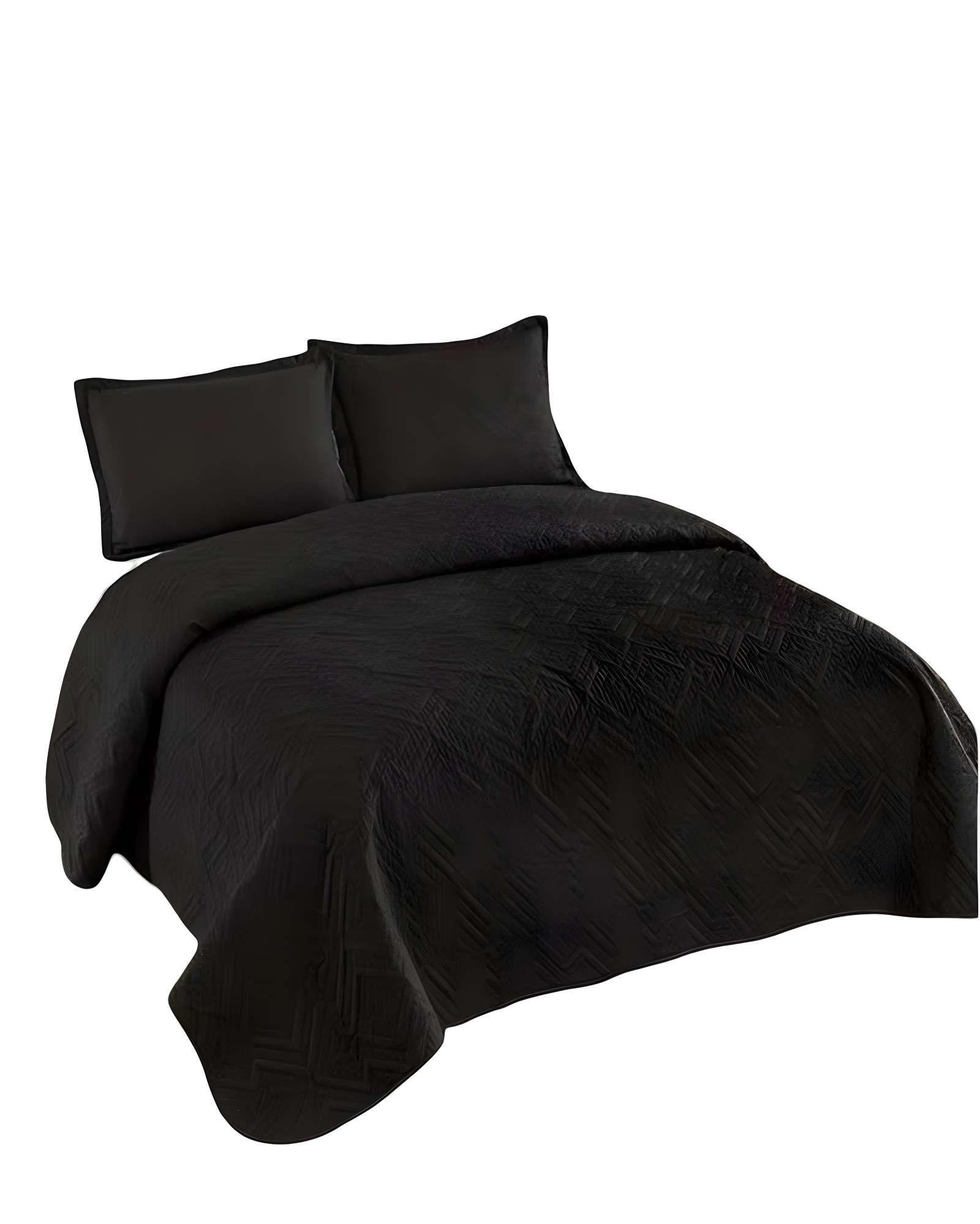 QUILT CUBRECAMA DE VERANO CON COLORES LISOS 2 PLAZAS NEGRO-0