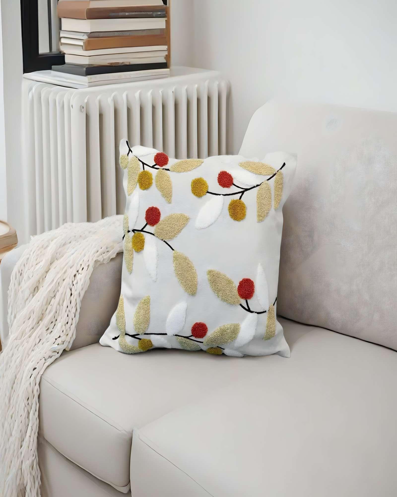 SET DE 2 FUNDAS DE COJIN BORDADAS 45X45CM BLANCO 02-3