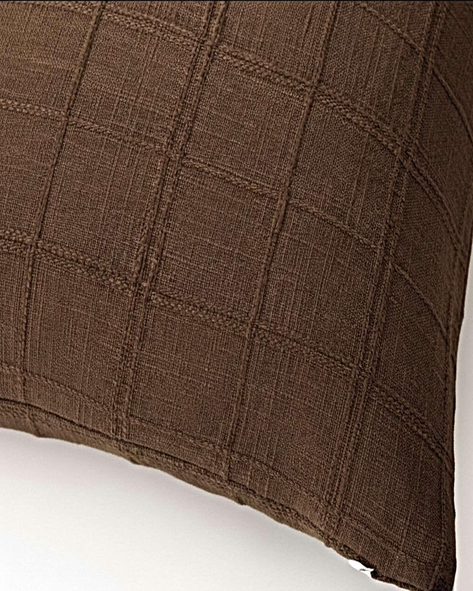 PACK DE 4 FUNDAS DE COJIN JACQUARD CUADRILLE 45X45 CM MARRON-4