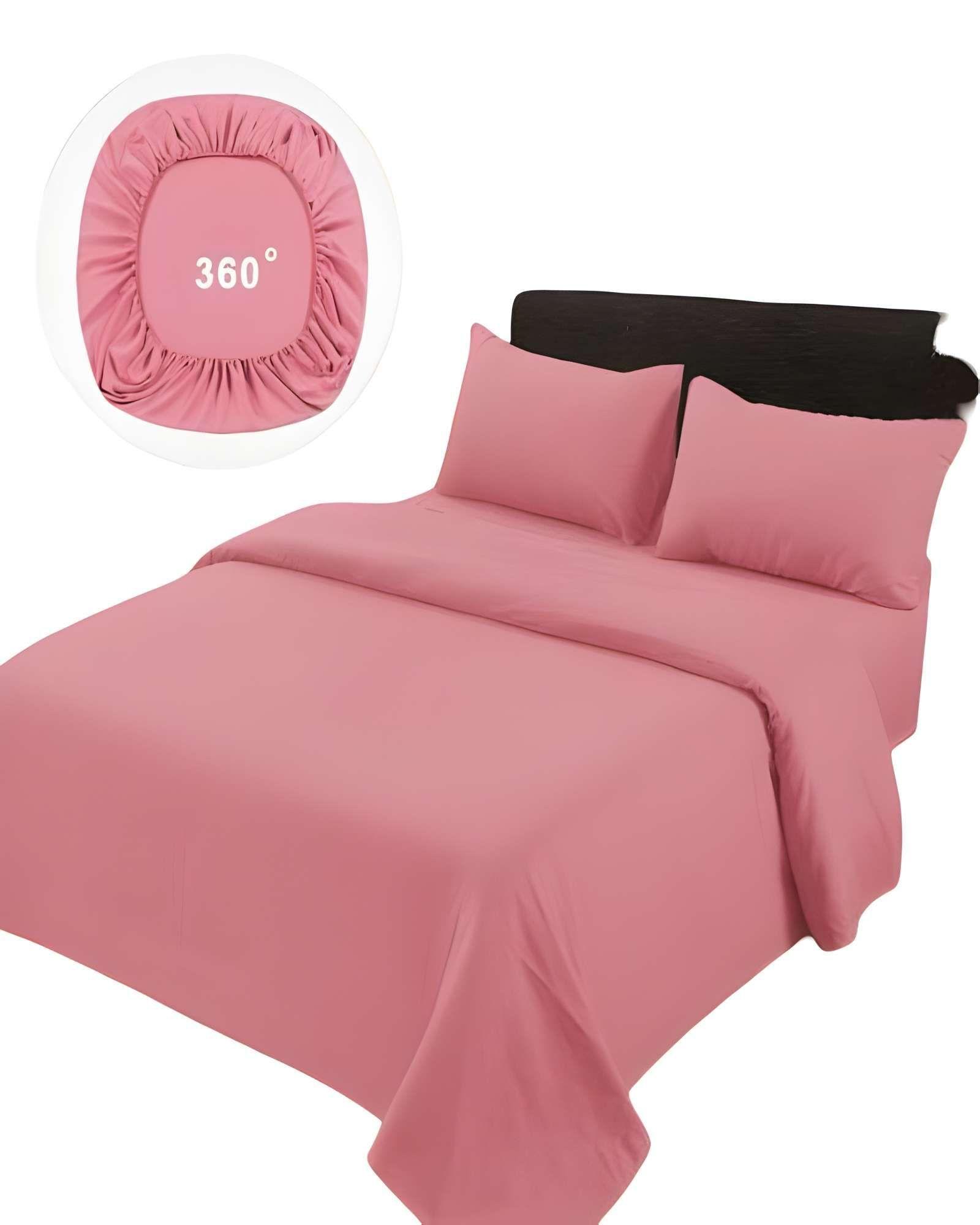 JUEGO DE SABANAS DE 500 HILOS PLAZA Y MEDIA COLOR ROSA-0