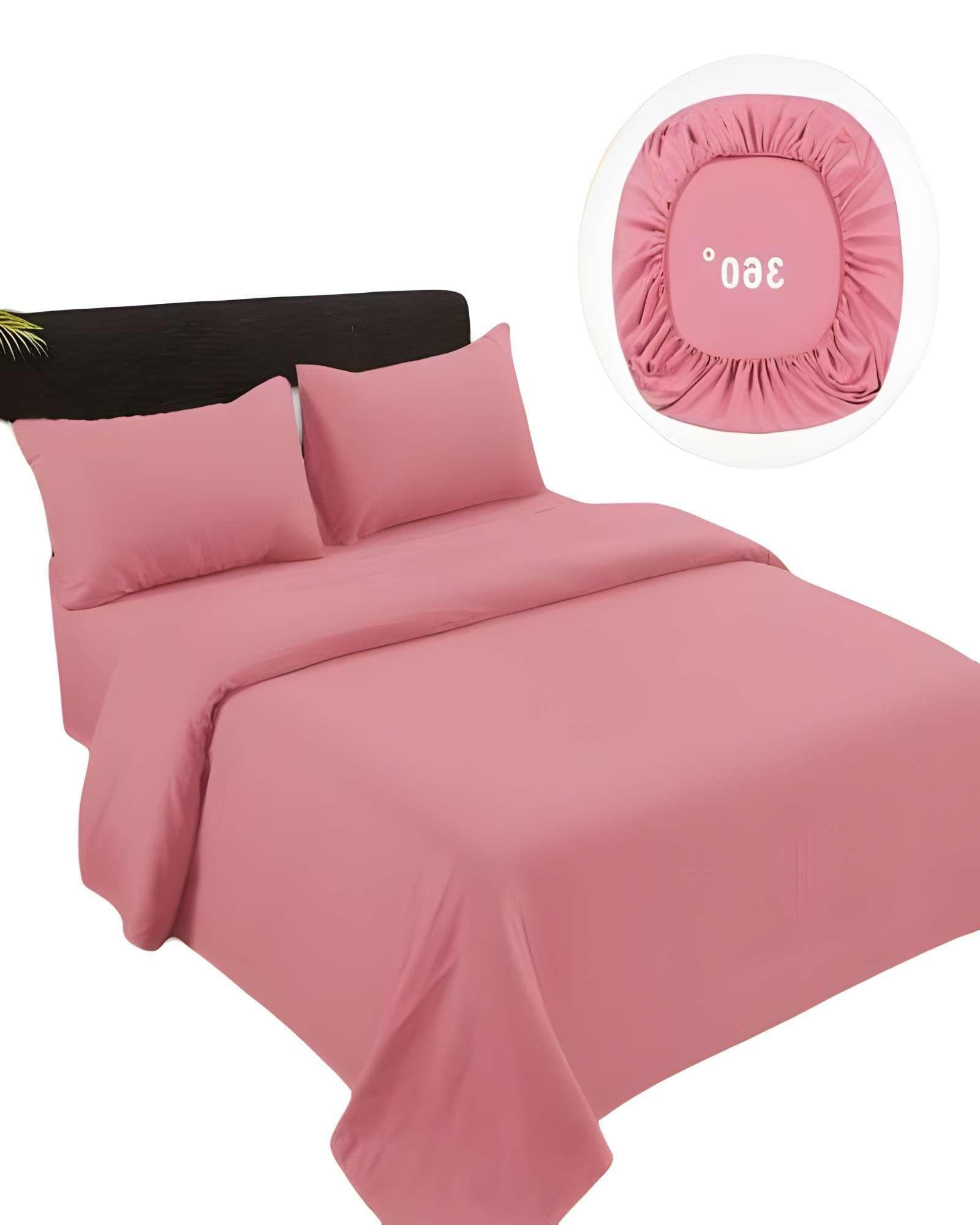 JUEGO DE SABANAS DE 500 HILOS PLAZA Y MEDIA COLOR ROSA-1