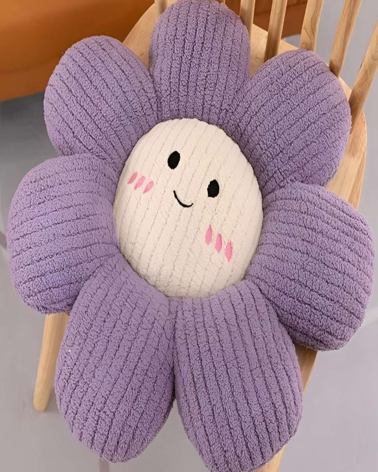 PACK DE 2 COJINES DECORATIVO DISEÑO FLOR KAWAII 25CM LILA-2