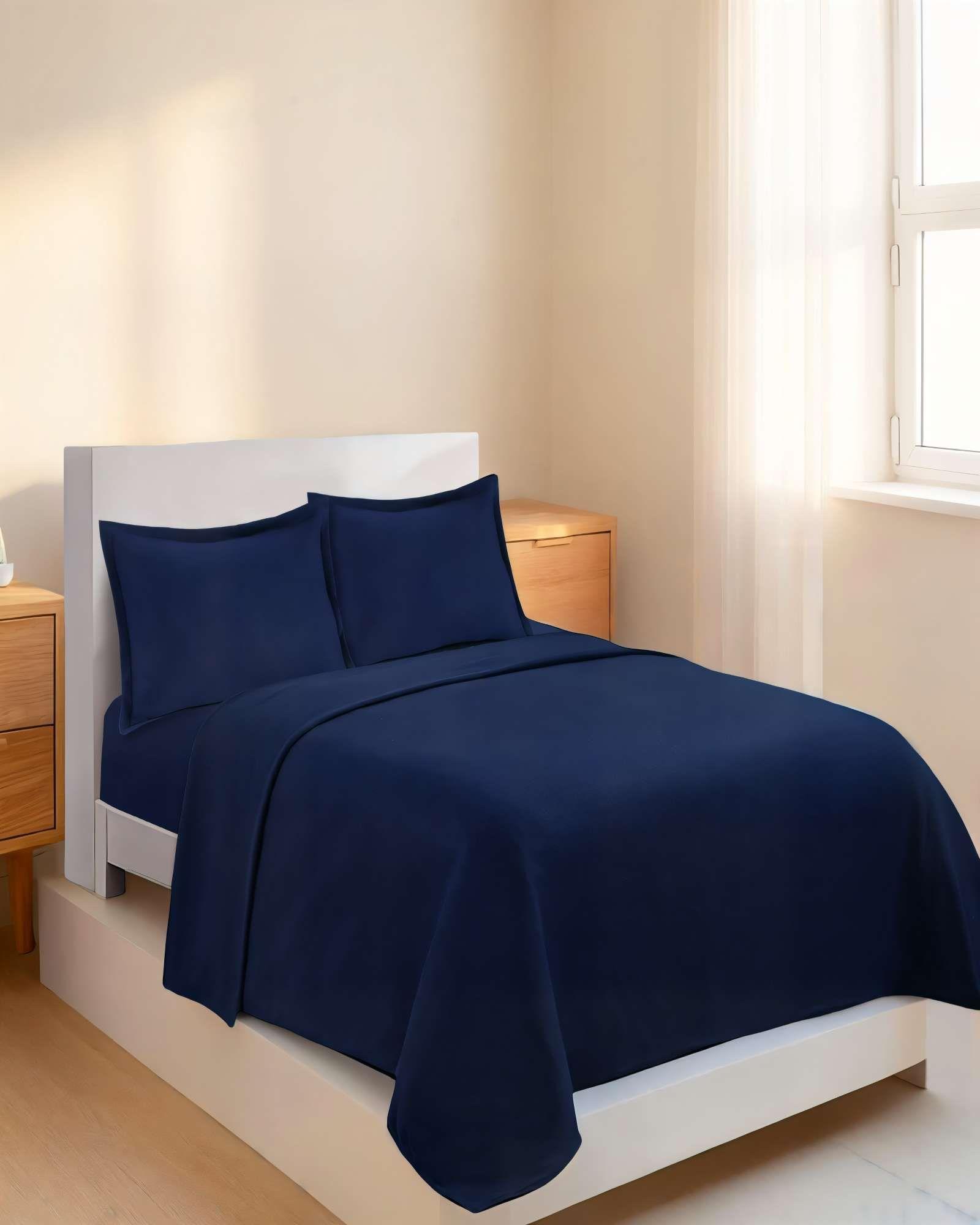 SABANA PREMIUM POLAR  2 PLAZAS  COLOR AZUL OSCURO-2