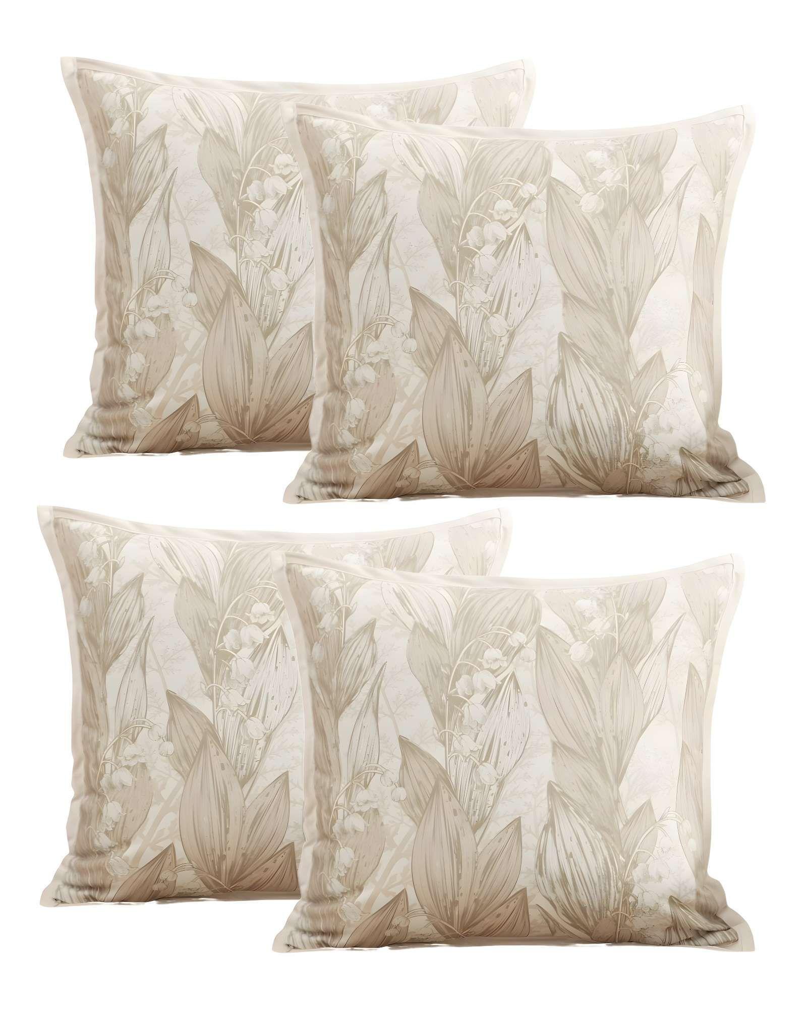 PACK DE 4 FUNDAS DE COJIN HOJA BEIGE-1