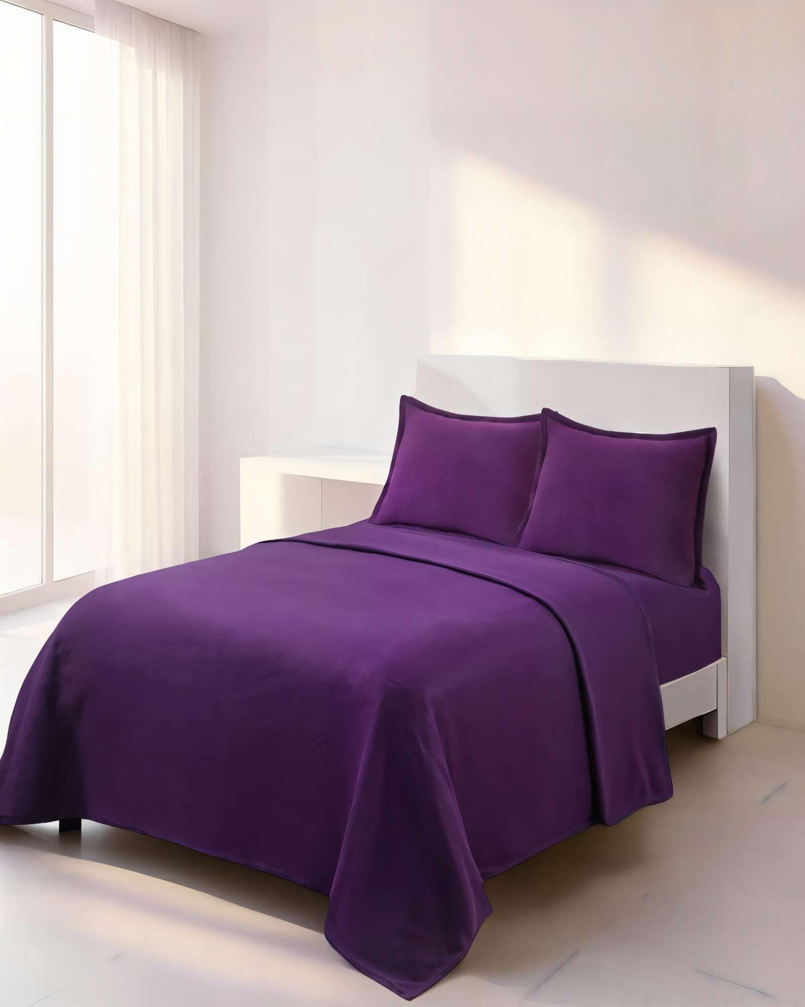 SABANA PREMIUM POLAR  2 PLAZAS  COLOR MORADO OSCURO -2