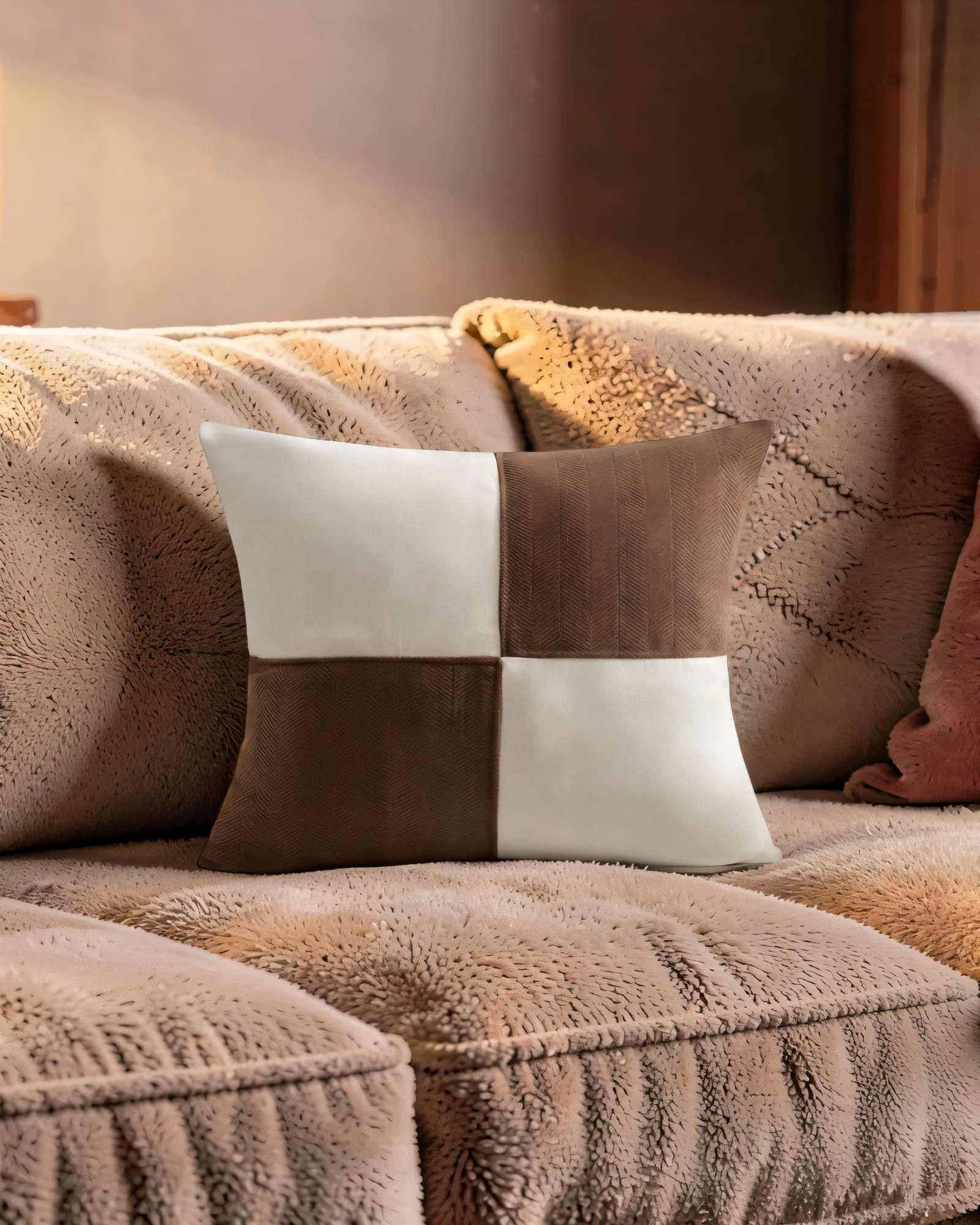 SET DE 2 FUNDAS DE COJIN 45CMX45CM  CHENILLE ROMBO COLOR CAFÉ-2