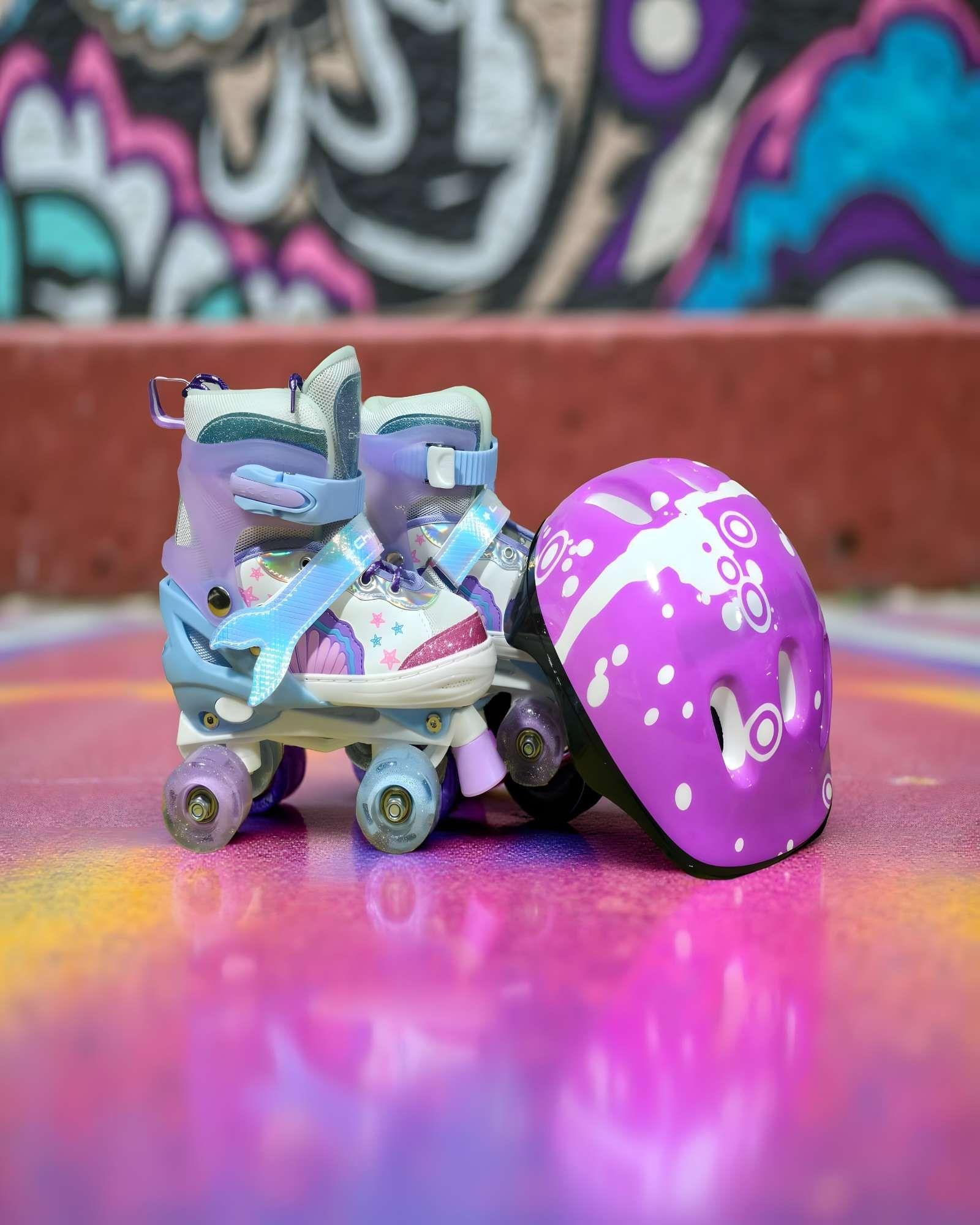 PATIN 4 RUEDAS CON LUCES MAS KIT TALLA M 35-38 MUILTICOLOR2-2