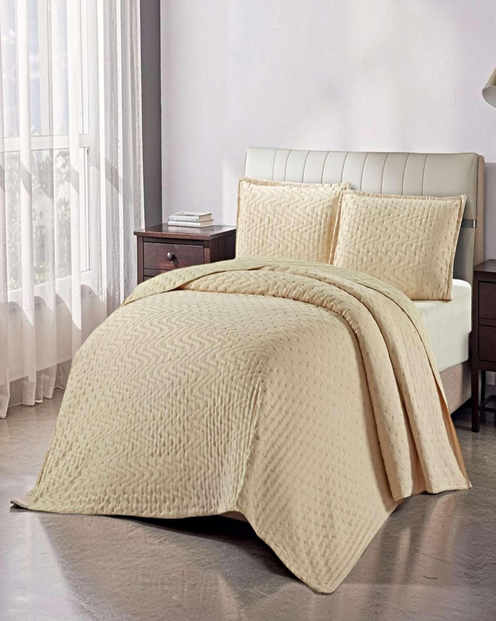 CUBRECAMA SEMI ACOLCHADO DELGADO KING 250X270 CM BEIGE 03-2