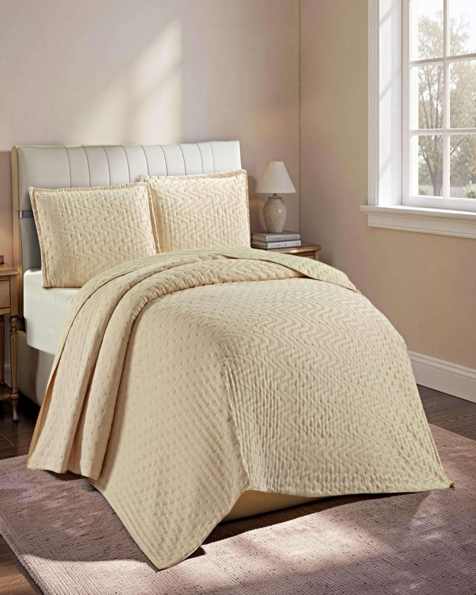 CUBRECAMA SEMI ACOLCHADO DELGADO KING 250X270 CM BEIGE 03-3