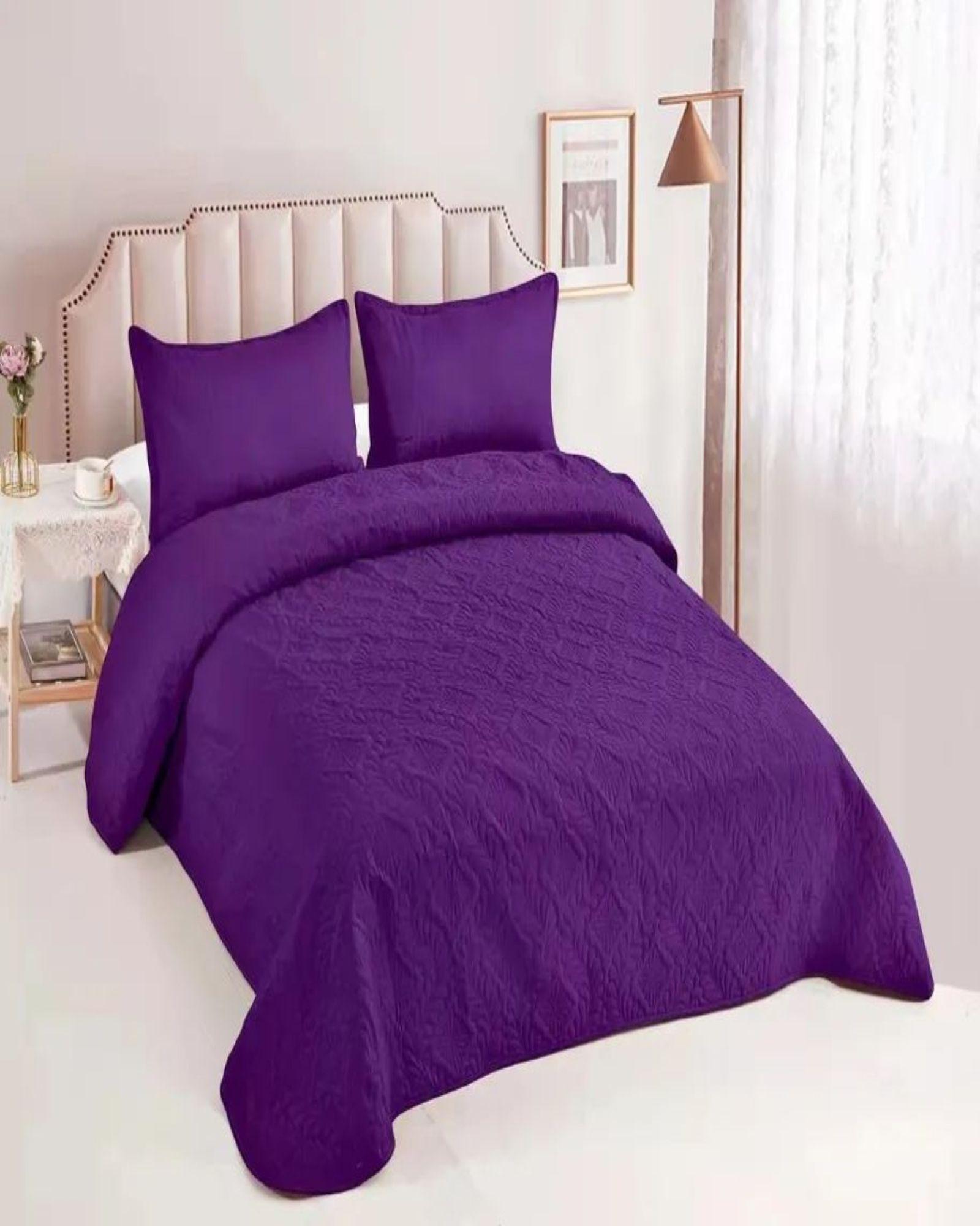 CUBRECAMA QUILT DE VERANO SUPER ELEGANTE 2 PLAZAS 230X250 CM COLOR VIOLETA-3