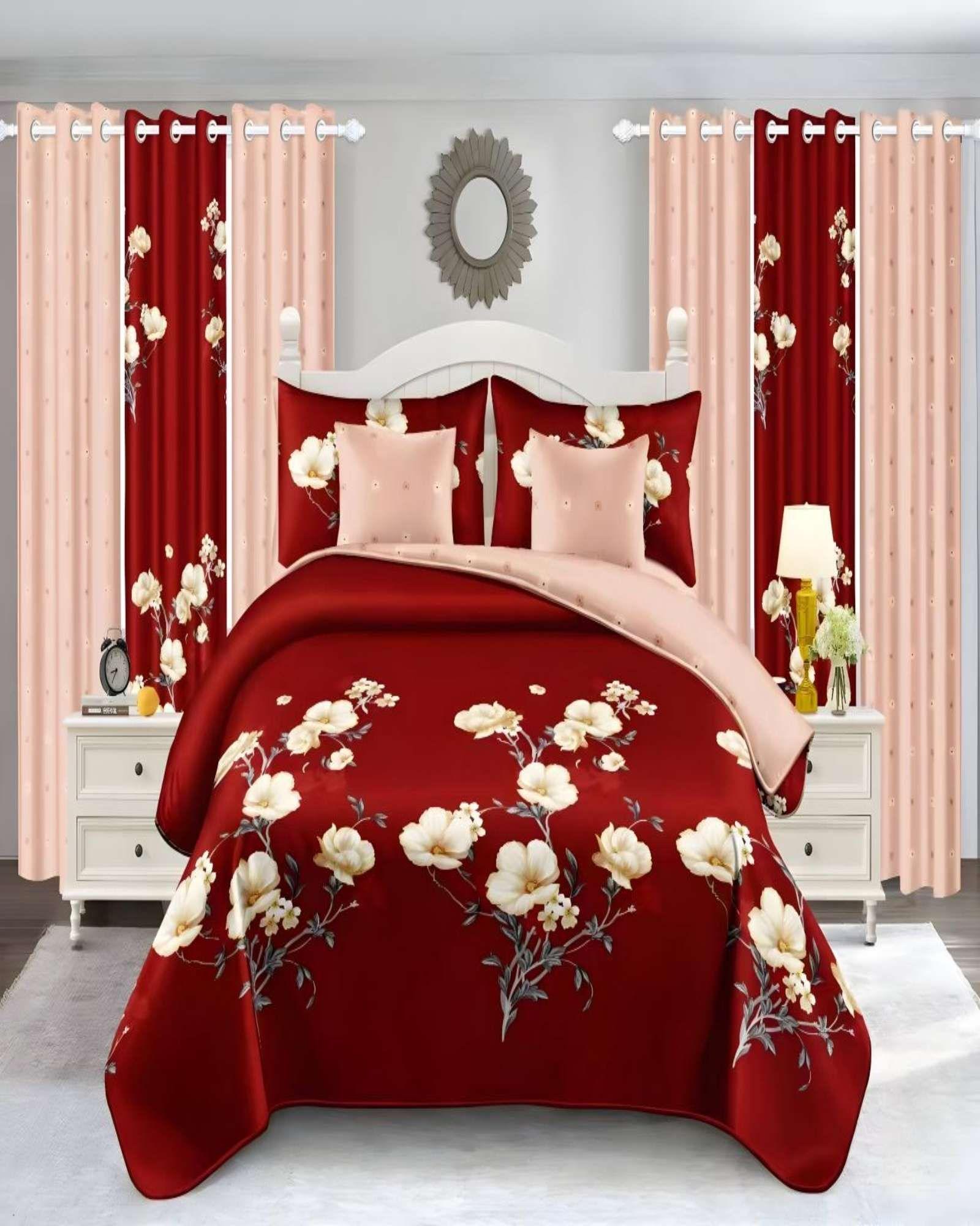 SET DE CAMA DE 9 PIEZAS INCLUYE CUBRECAMA MAS JUEGO DE SABANAS MAS CORTINAS 07-3