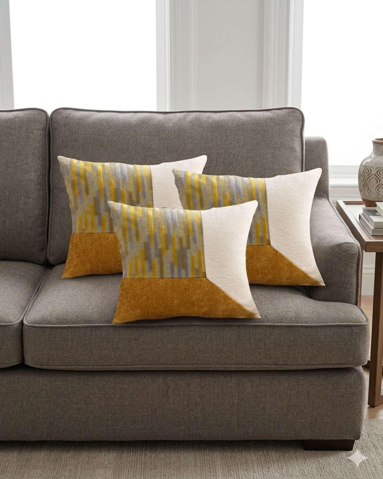 PACK DE 3 FUNDAS DE COJIN CHENILLE DE EMPALME MULTICOLOR 2-2