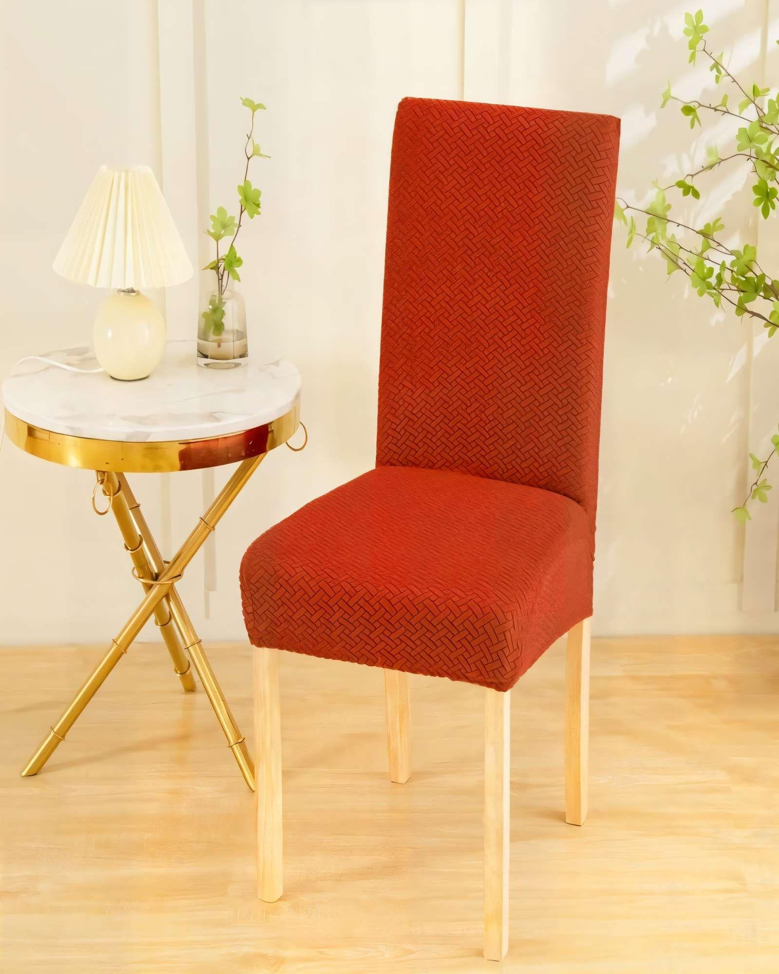 SET DE 6 FUNDAS DE SILLA CON DISEÑO TEXTURIZADO COLORNARANJA-2