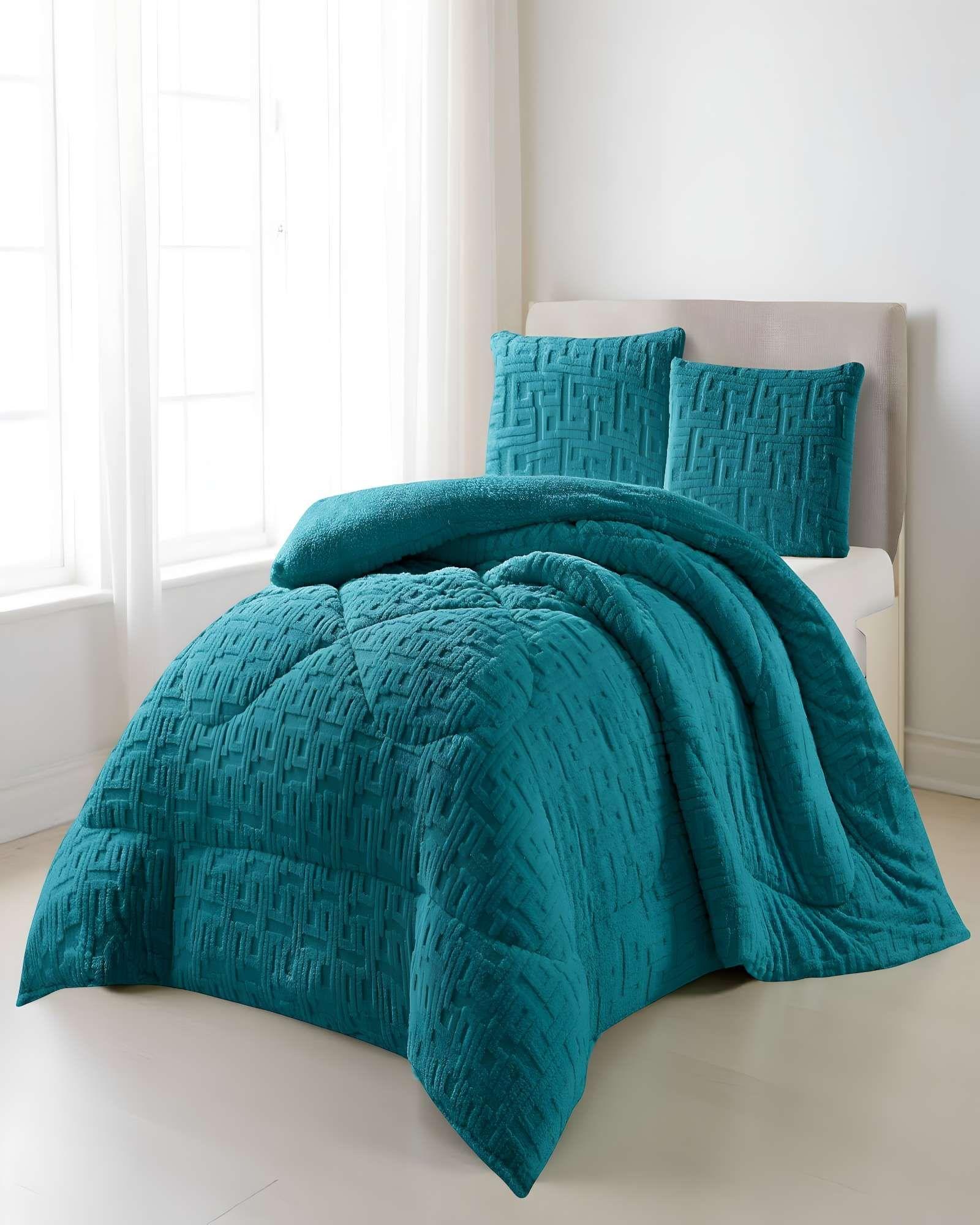 COBERTOR SHERPA TEXTURIZADO RH KING TURQUESA-2