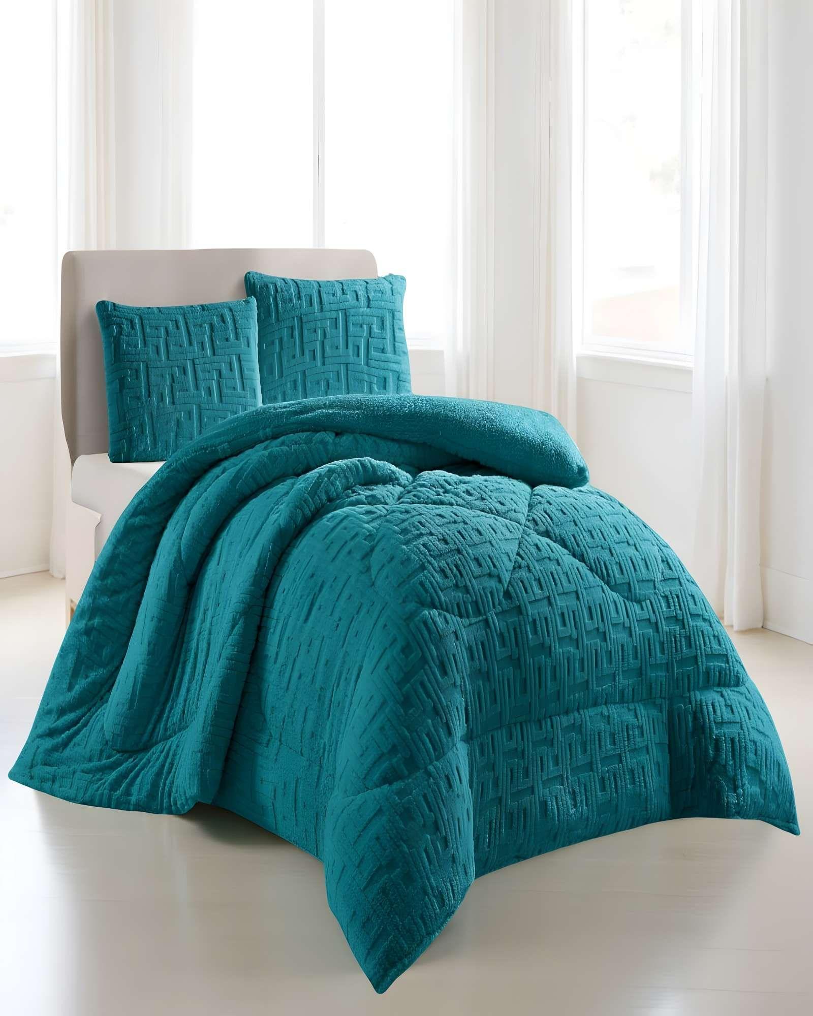 COBERTOR SHERPA TEXTURIZADO RH KING TURQUESA-3