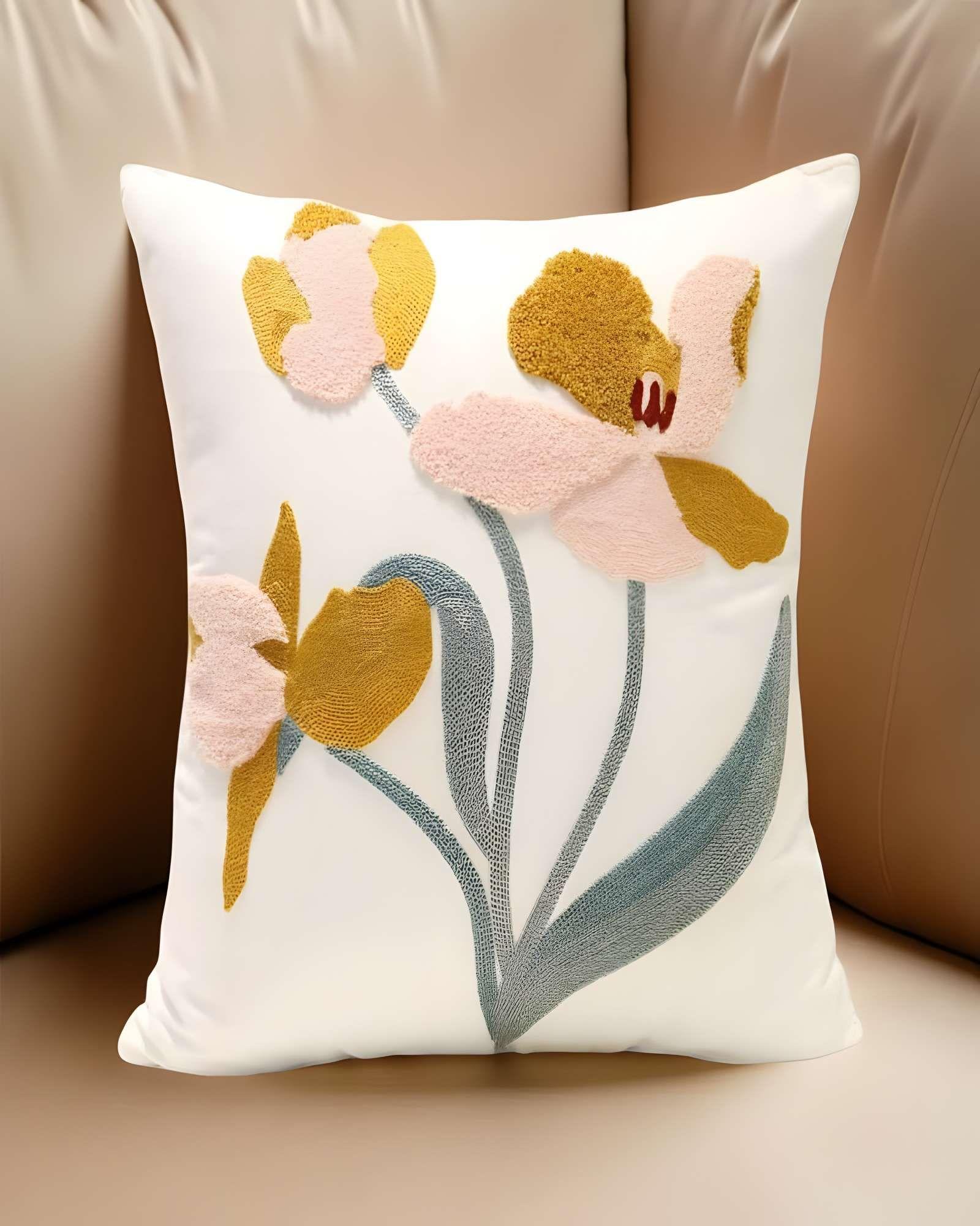 SET DE 2 FUNDAS DE COJIN BORDADAS 45X45CM BLANCO 08-2